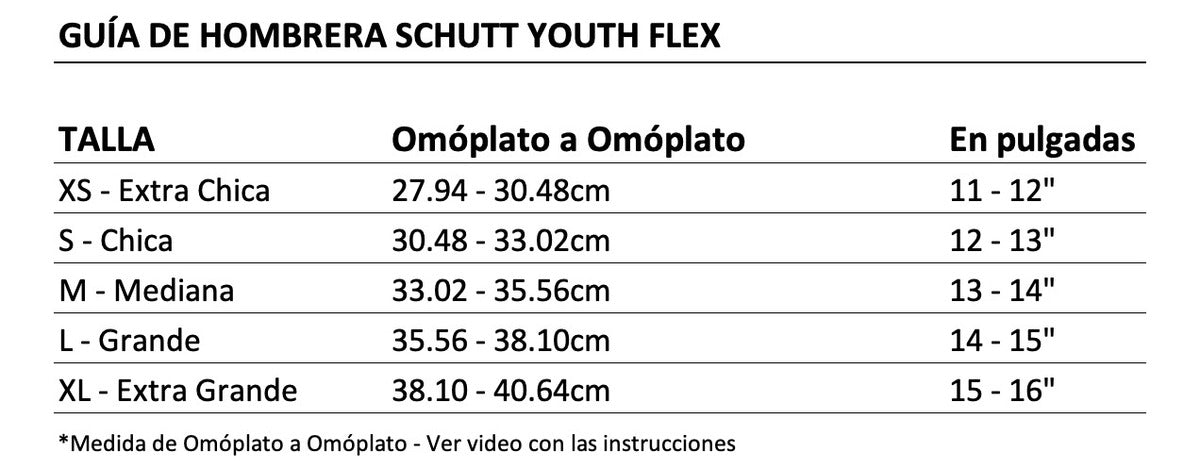 Hombrera Yflex para Fútbol Americano Youth Marca Schutt