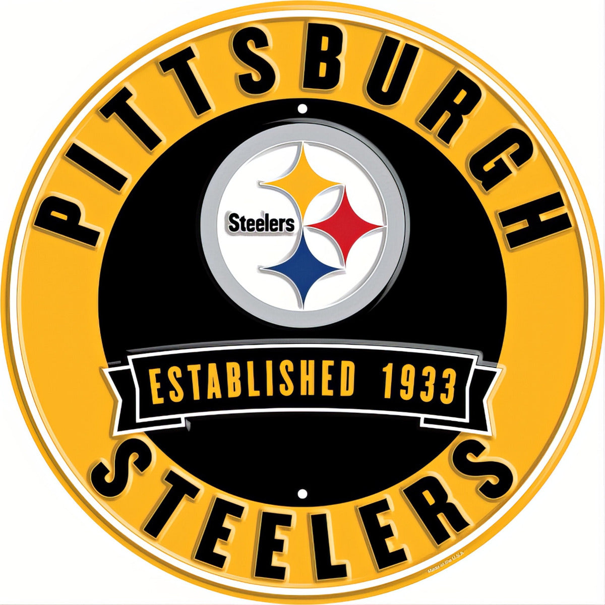 Letrero Nfl Metálico Circular Fecha Est. Pittsburgh Steelers