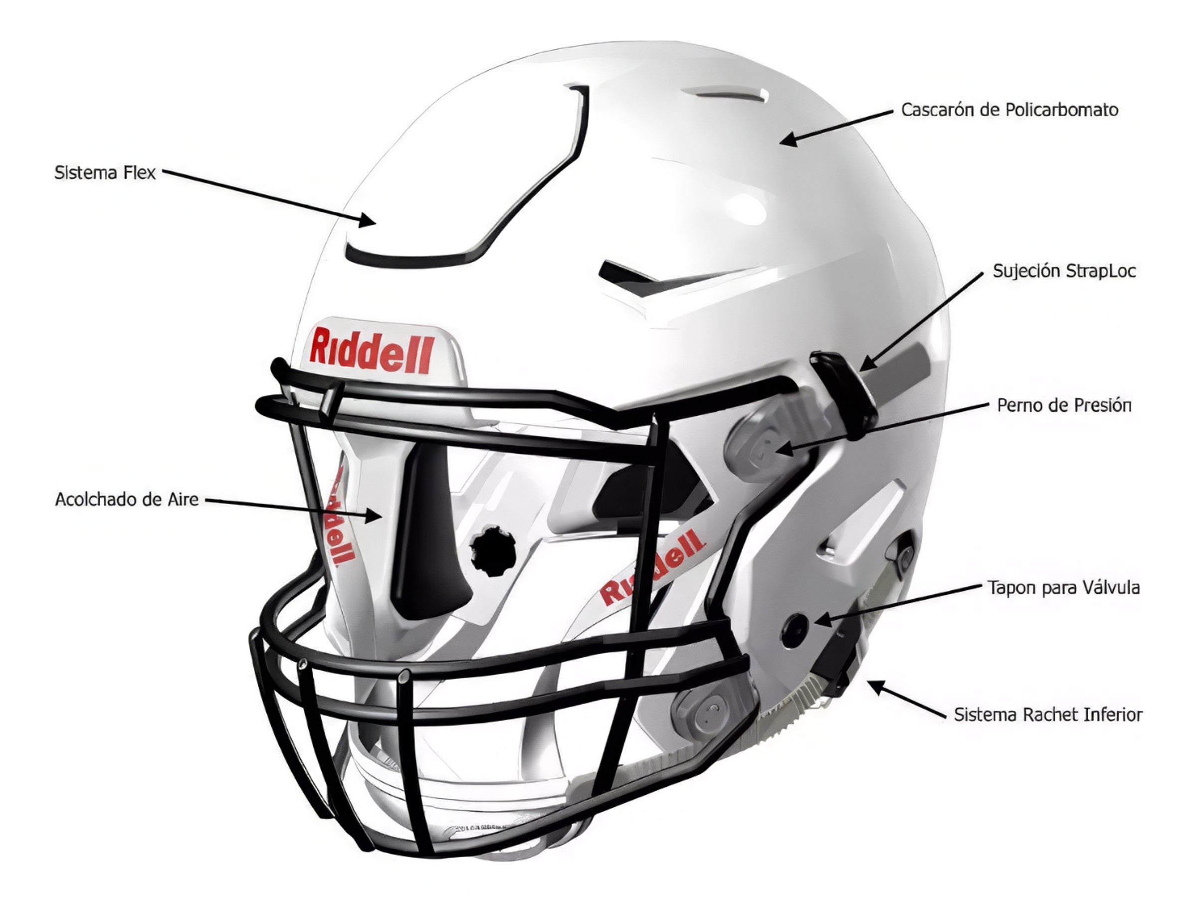 Casco Fútbol Americano Riddell SpeedFlex Youth Blanco
