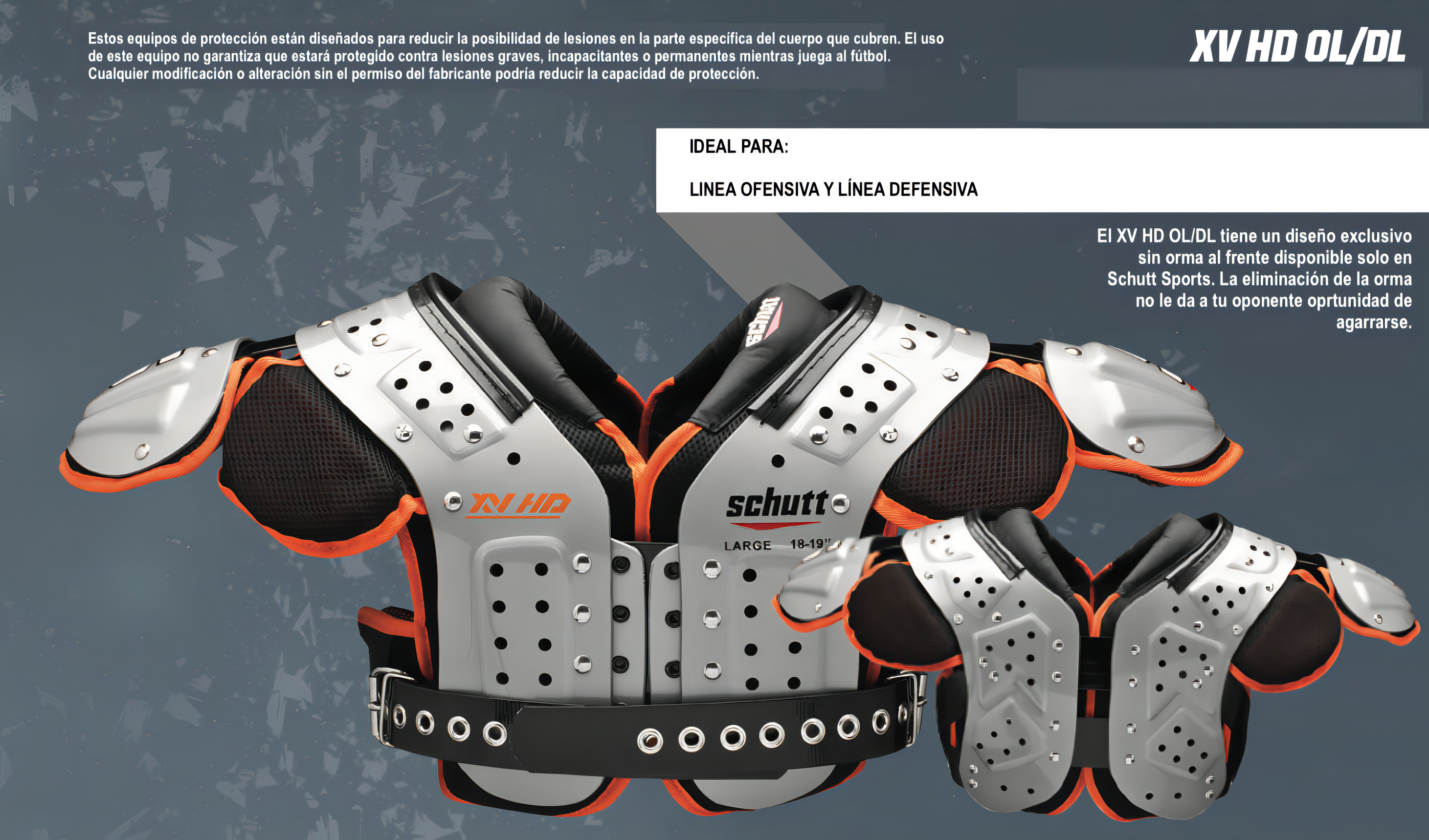 Hombrera Schutt Xv Hd Ol/Dl (Linieros) Gris Adulto