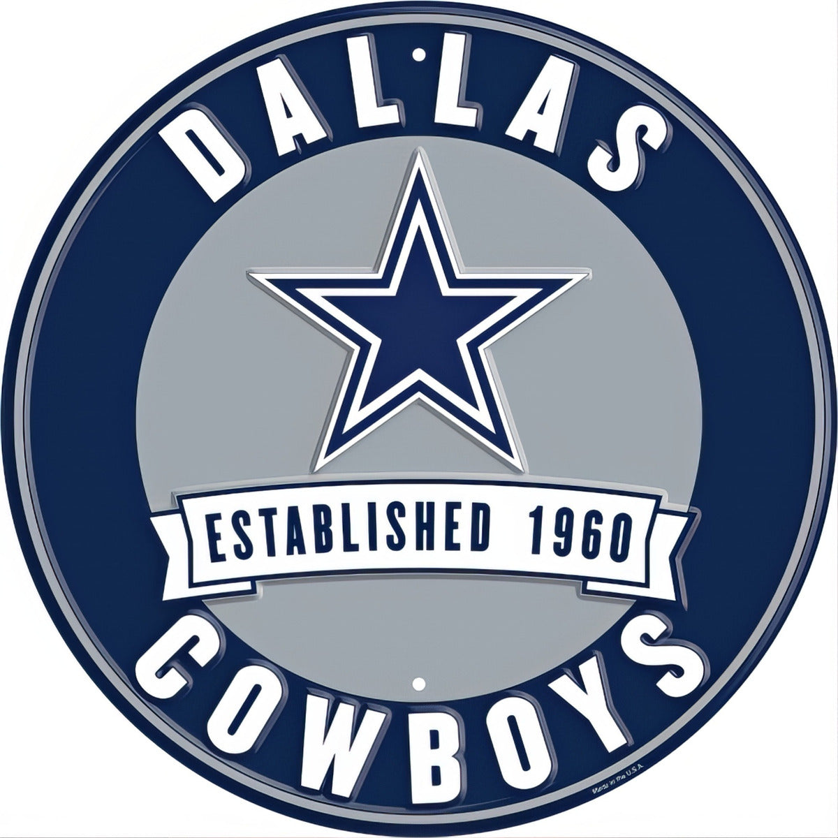 Letrero Nfl Metálico Circular Fecha Est. Dallas Cowboys