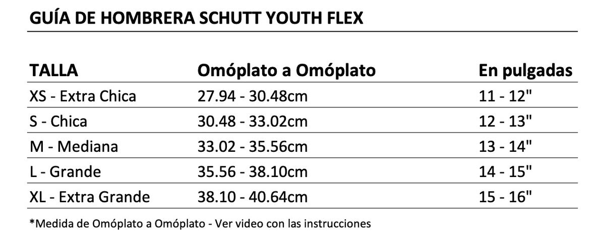 Hombrera Yflex para Fútbol Americano Youth Marca Schutt