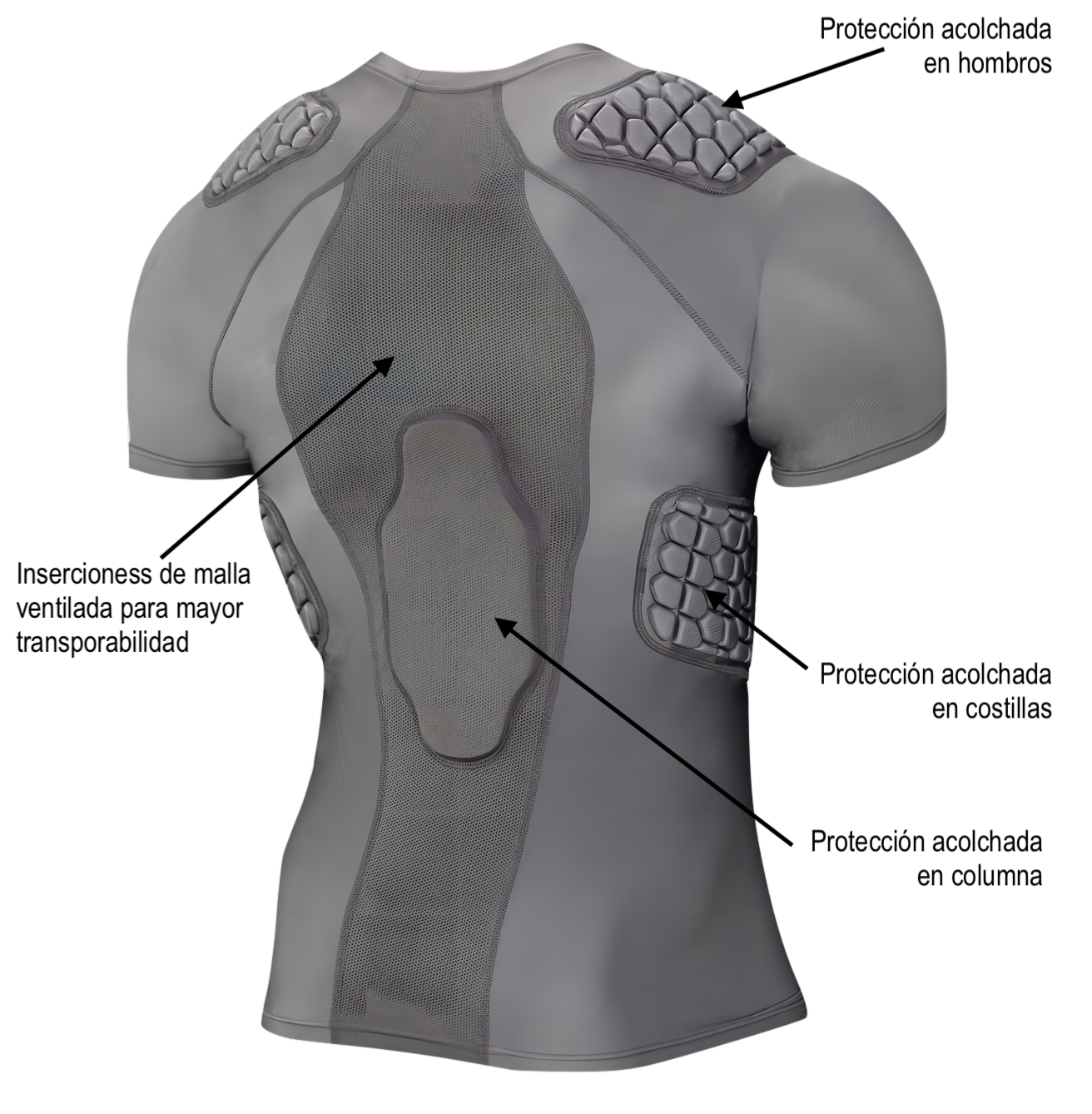 Body Con Protección Riddell Power Wt Gris Youth
