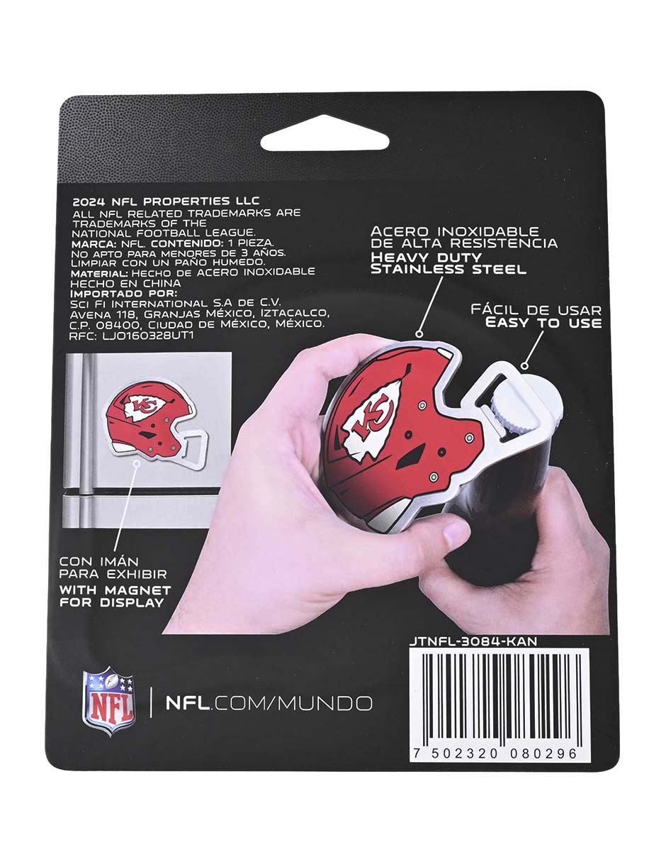Imán Destapador De Botella Casco NFL Kansas City Chiefs
