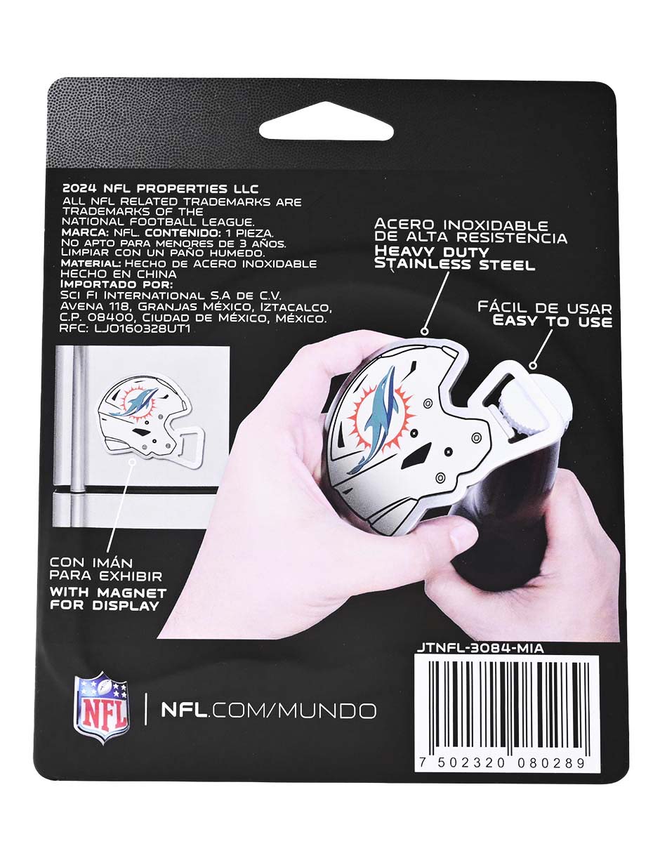 Imán Destapador De Botella Casco NFL Miami Dolphins