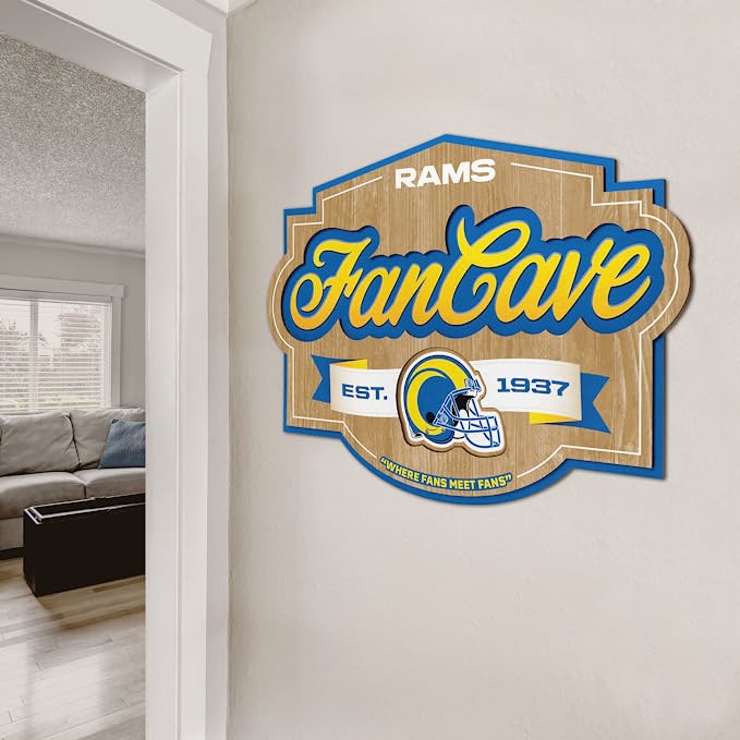 Letrero Madera Fan Cave 3D Sign Rams