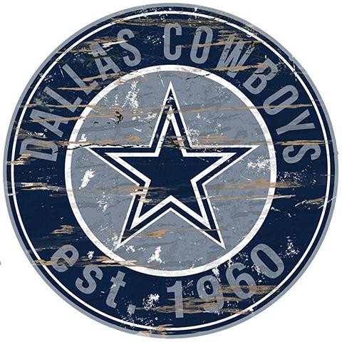 Letrero Madera Big Round Distressed Cowboys
