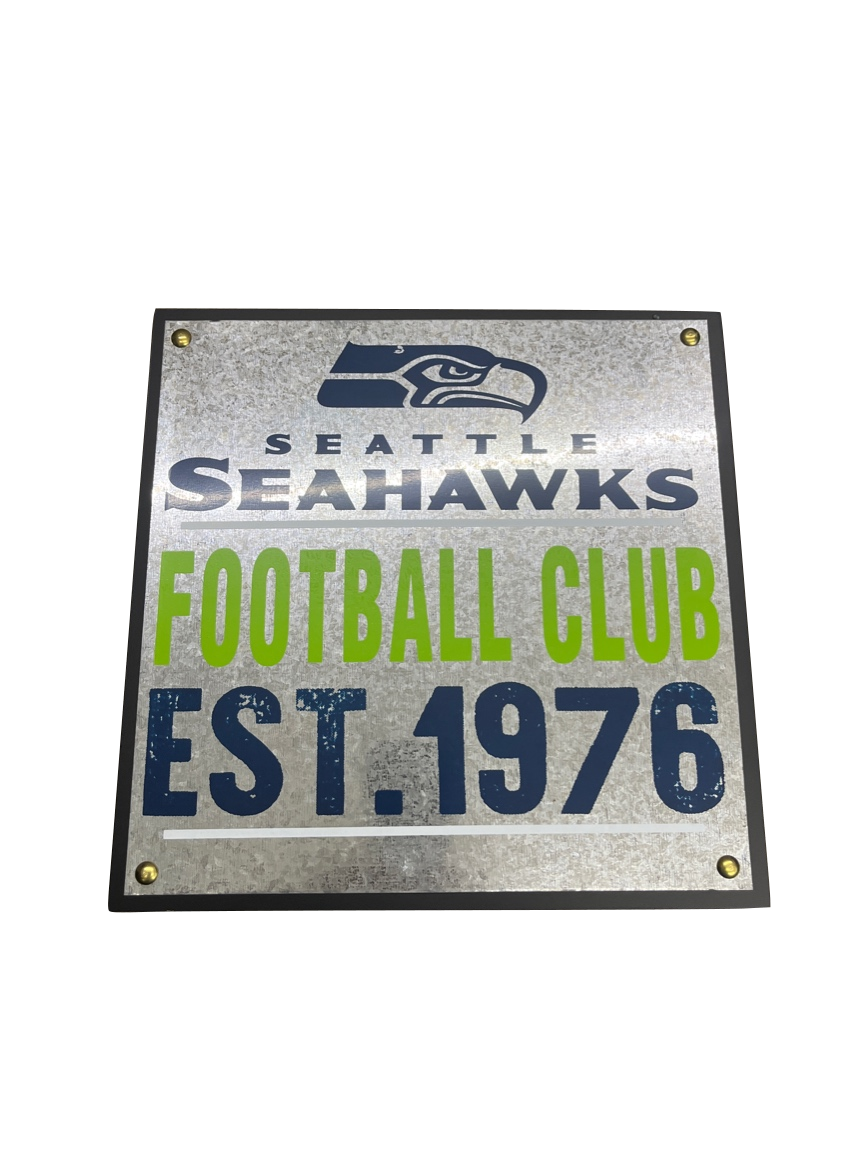 Letrero Placa Galvanizada 10X10" Seahawks