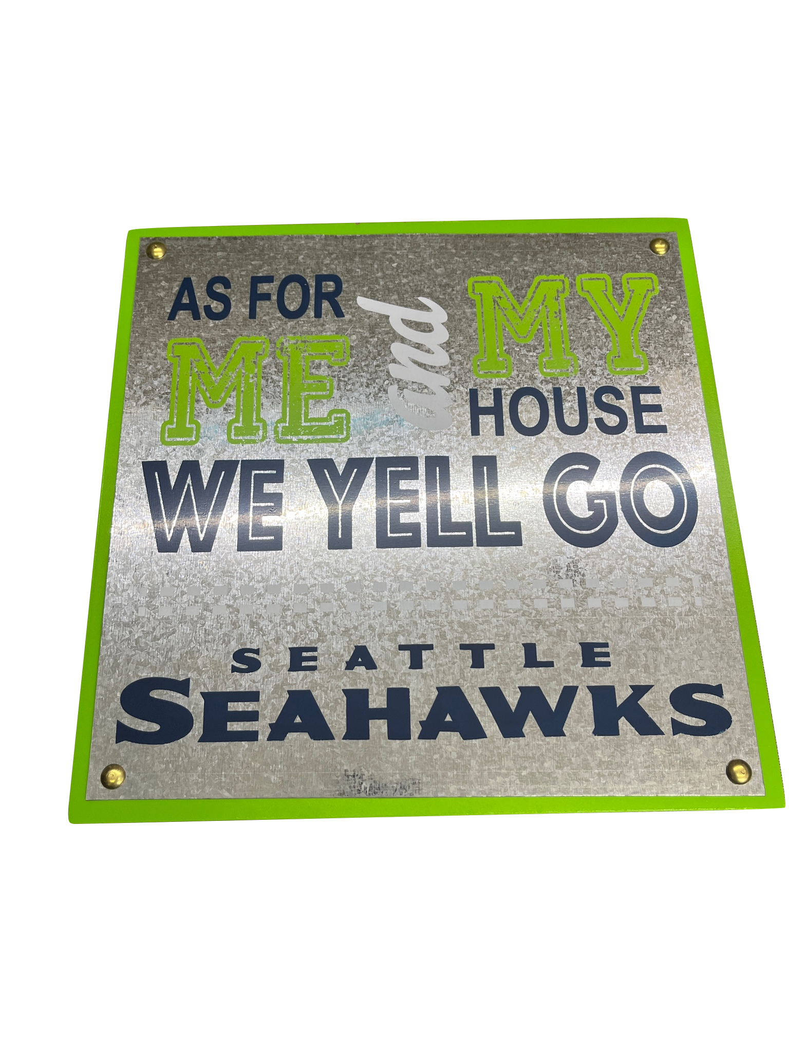 Letrero Placa Galvanizada 10X10" Seahawks