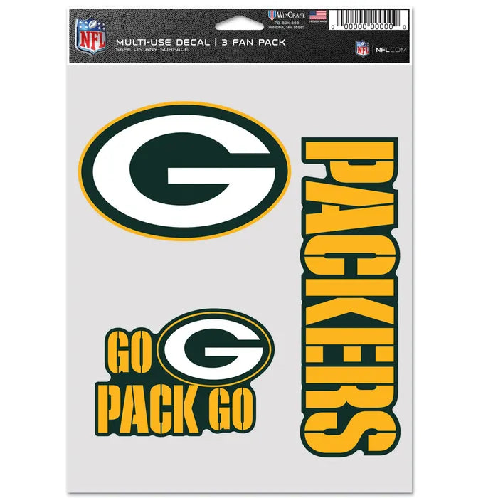 Calcomanía Set Multiuso 3PK Fan NFL Packers