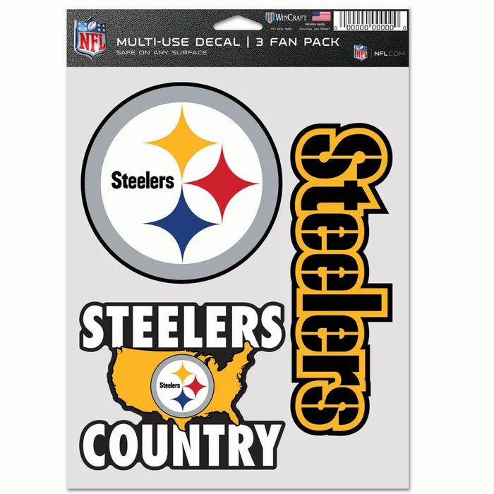 Calcomanía Set Multiuso 3PK Fan NFL Steelers