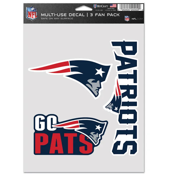 Calcomanía Set Multiuso 3PK Fan NFL Patriots