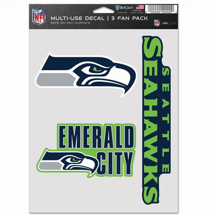 Calcomanía Set Multiuso 3PK Fan NFL Seahawks