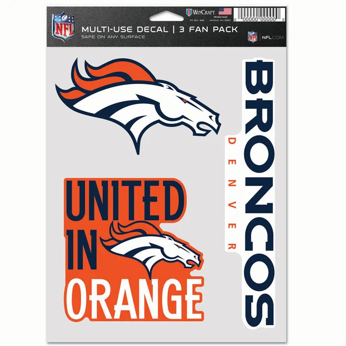 Calcomanía Set Multiuso 3PK Fan NFL Broncos