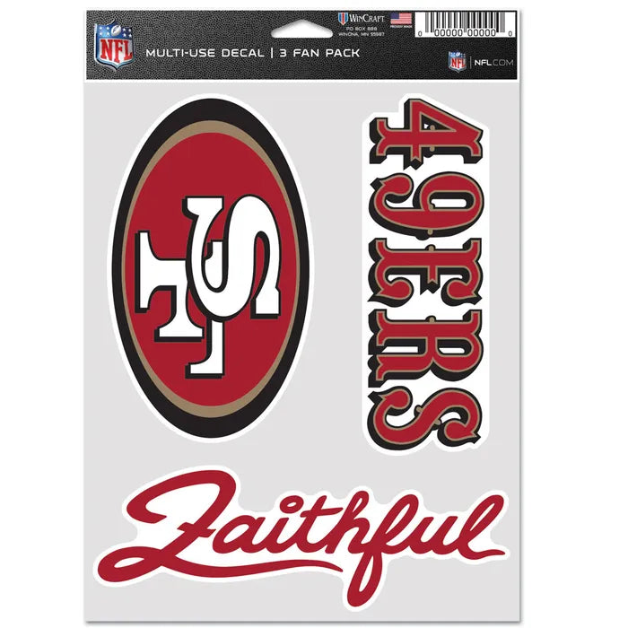 Calcomanía Set Multiuso 3PK Fan NFL 49ers