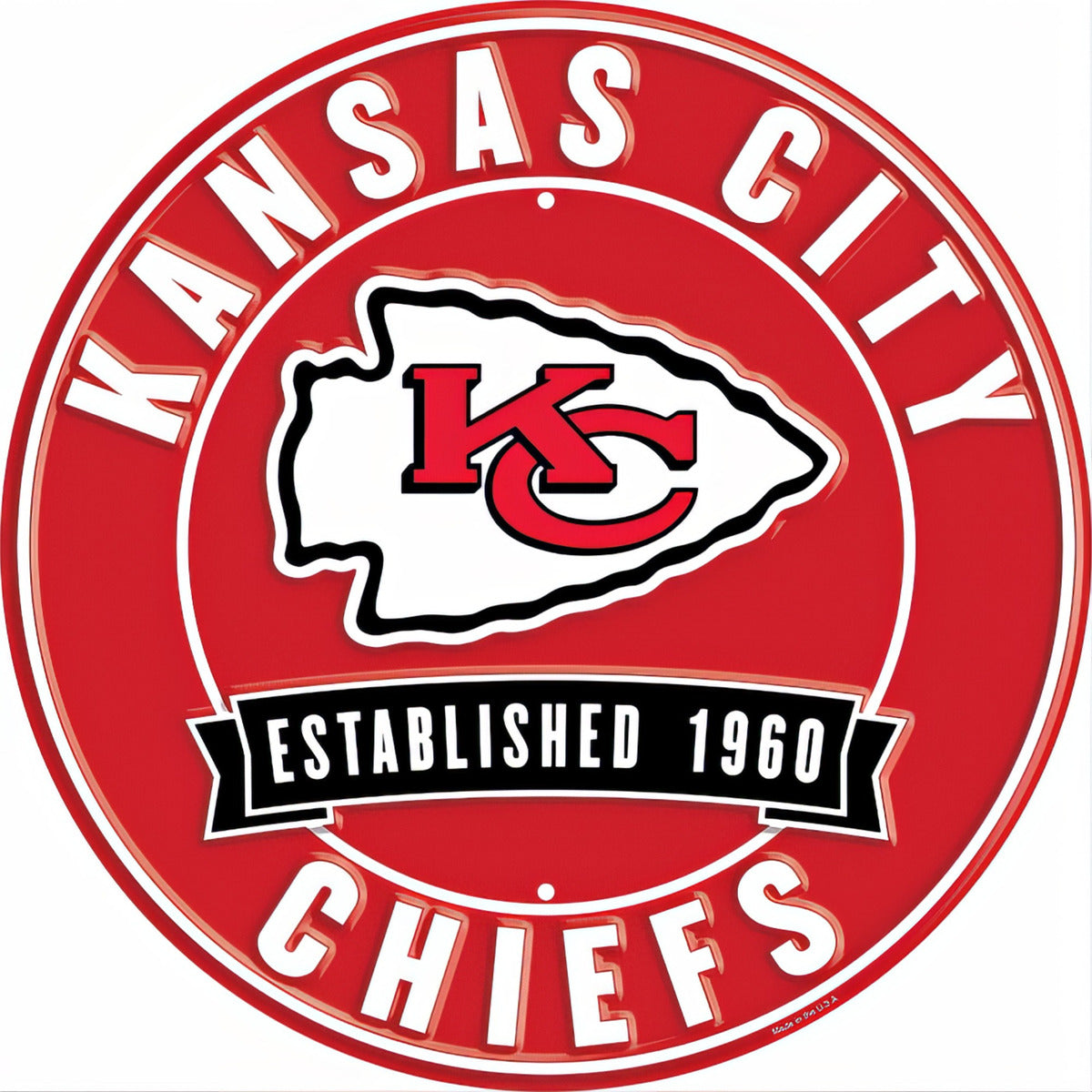 Letrero Nfl Metálico Circular Fecha Est. Kansas City Chiefs