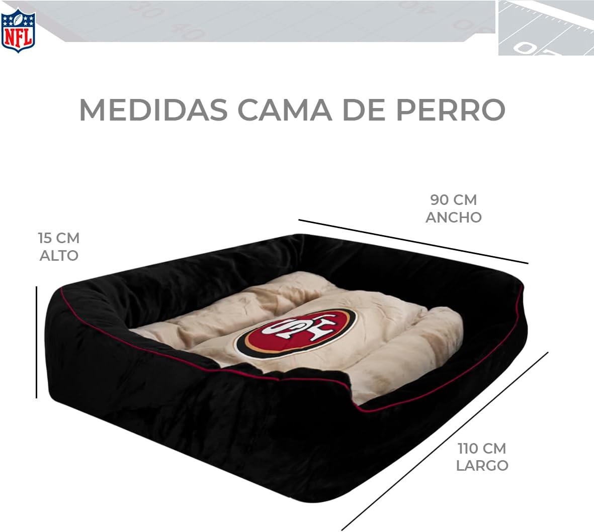Cama Para Mascota Afelpada NFL 26 San Francisco 49ers