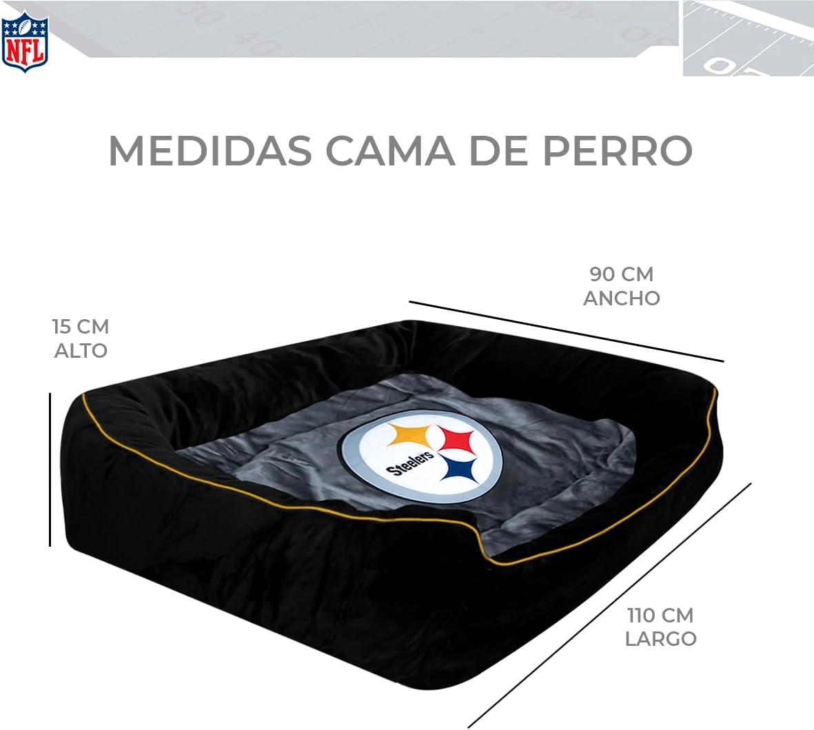 Cama Para Mascota Afelpada NFL 26 Pittsburgh Steelers