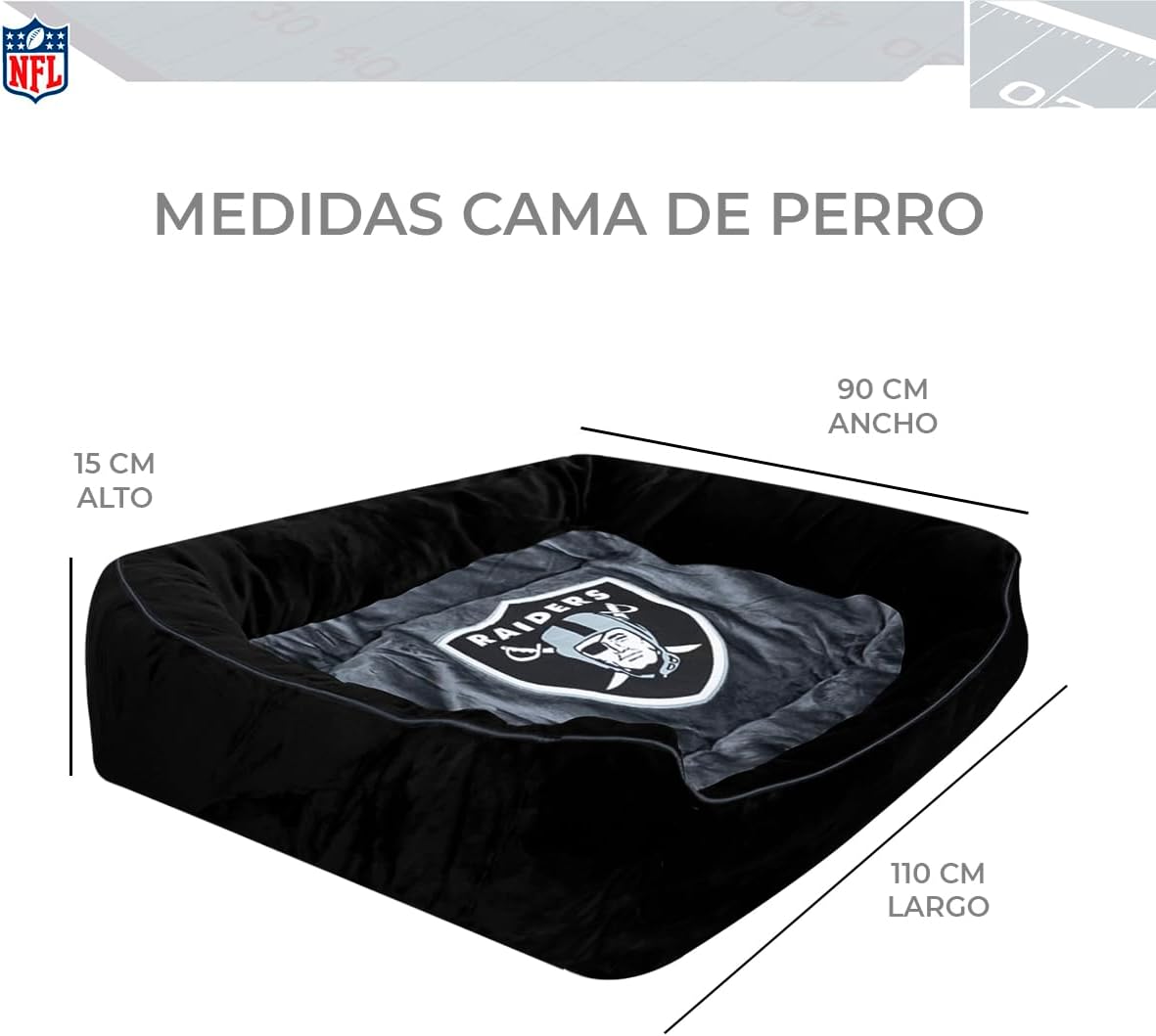 Cama Para Mascota Afelpada NFL 26 Las Vegas Raiders