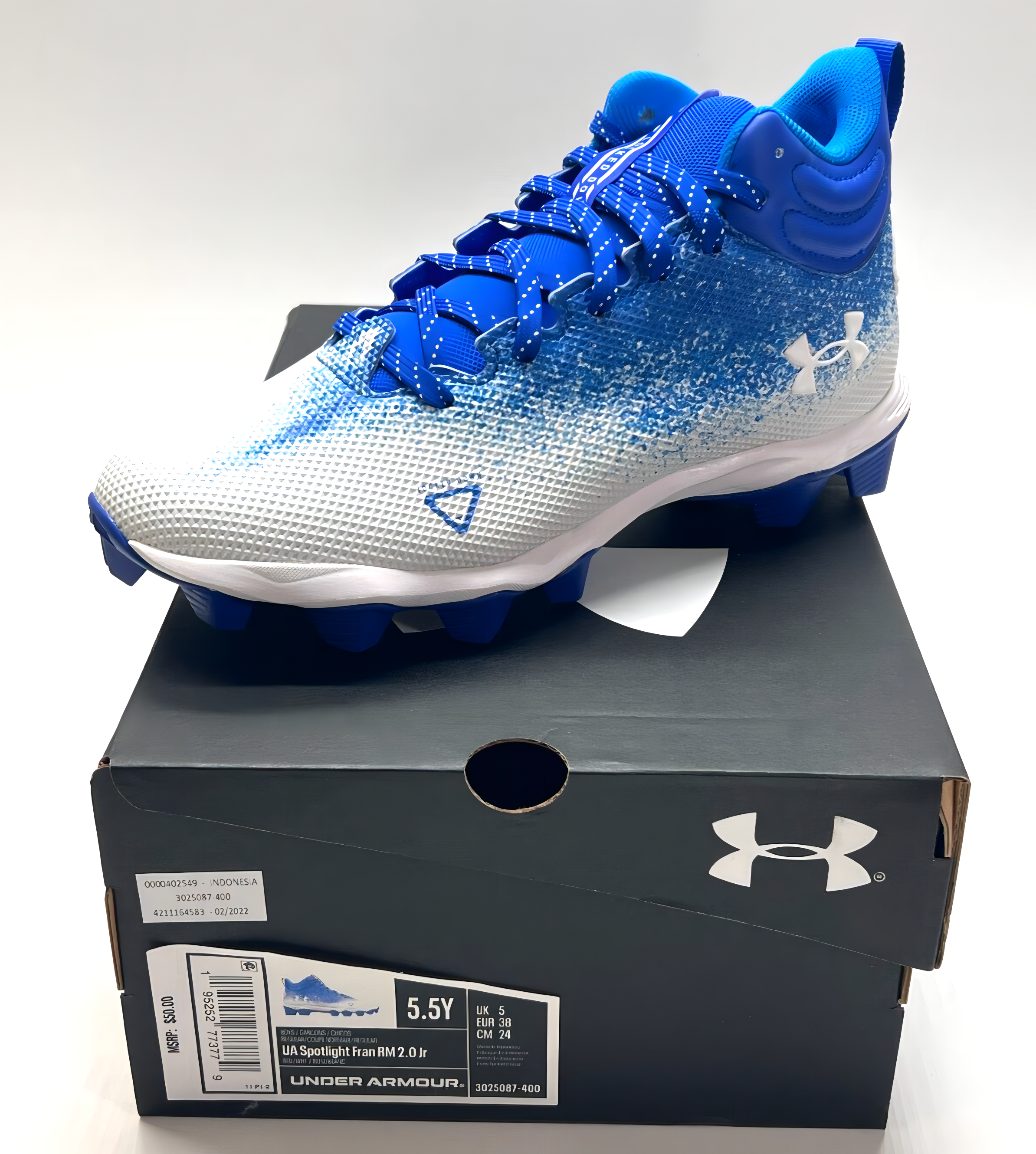 Zapato Cleats Under Armour Spotlight Rm 2.0 Azul Infantil