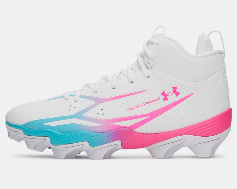Zapato Cleats Para Fútbol Americano Azul Rosa Under Armour Spotlight Hammer 26 Adulto