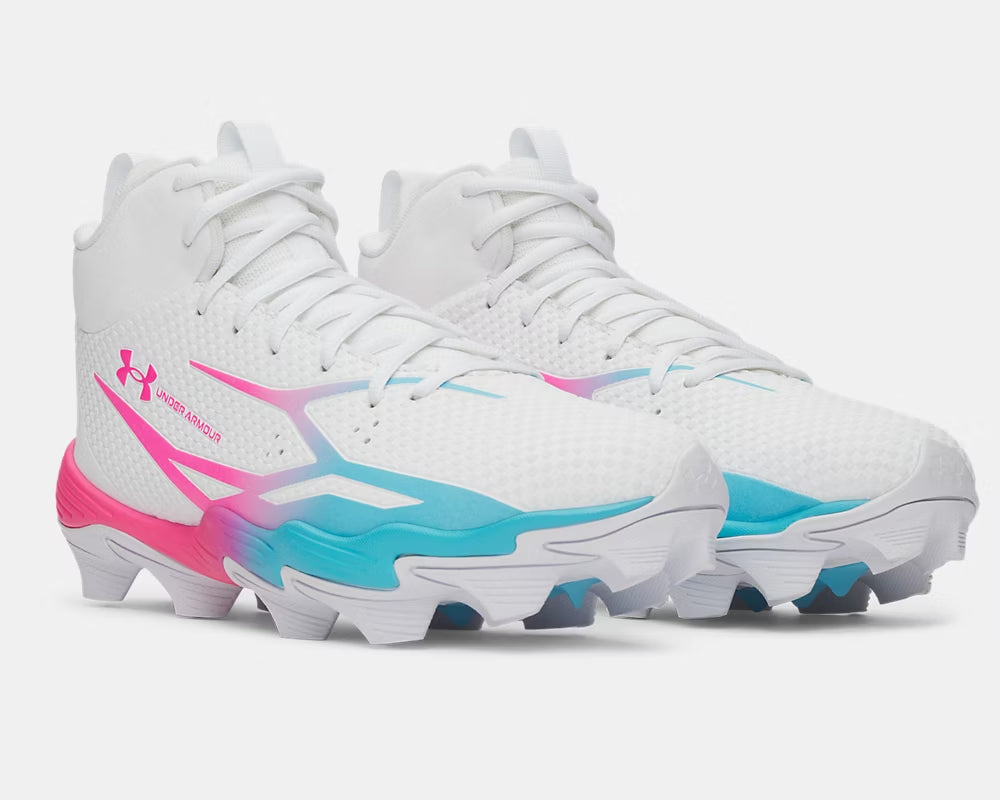 Zapato Cleats Para Fútbol Americano Azul Rosa Under Armour Spotlight Hammer 26 Adulto