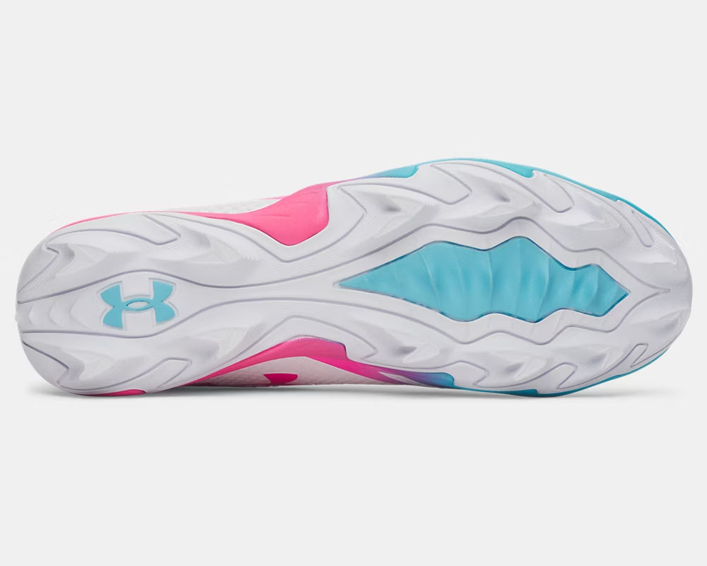 Zapato Cleats Para Fútbol Americano Azul Rosa Under Armour Spotlight Hammer 26 Adulto