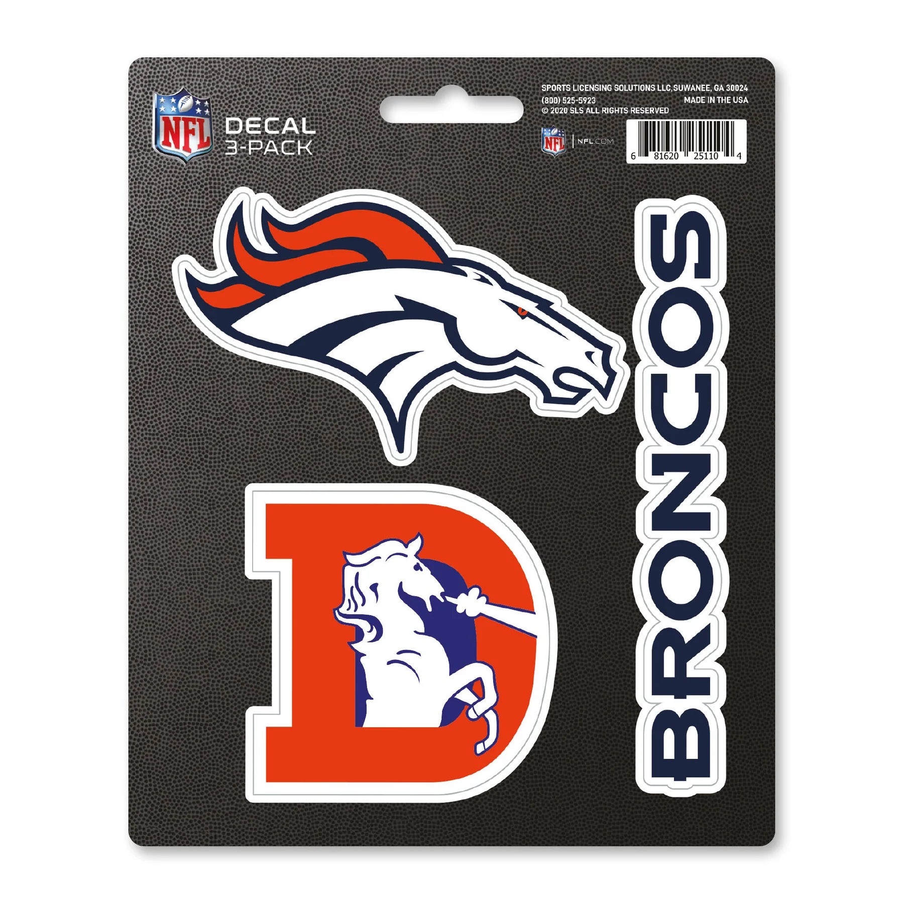 Calcomanía Logo Pack 3 NFL Denver Broncos