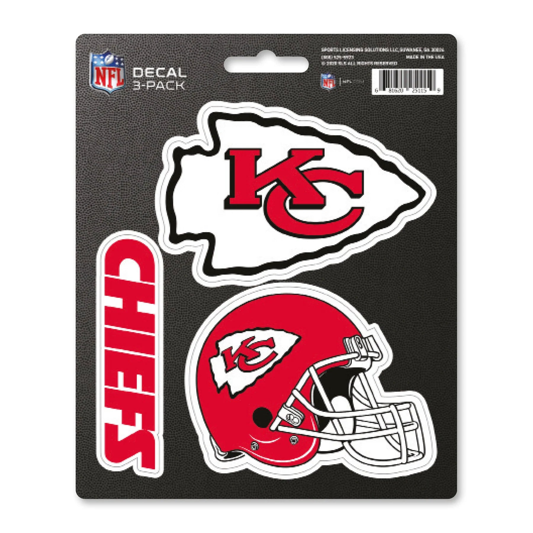 Calcomanía Logo Pack 3 NFL Kansas City Chiefs