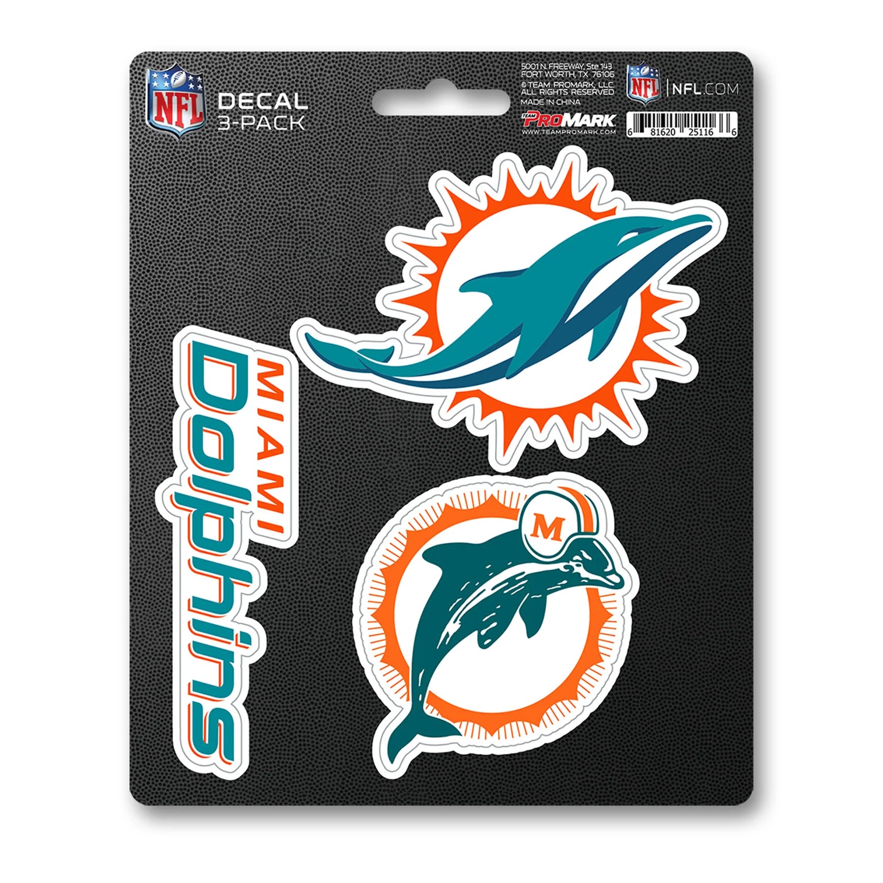 Calcomanía Logo Pack 3 NFL Miami Dolphins