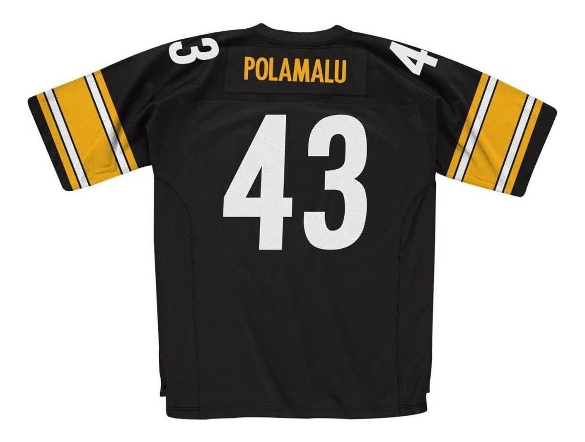Jersey Mitchell & Ness Troy Polamalu Negro Steelers