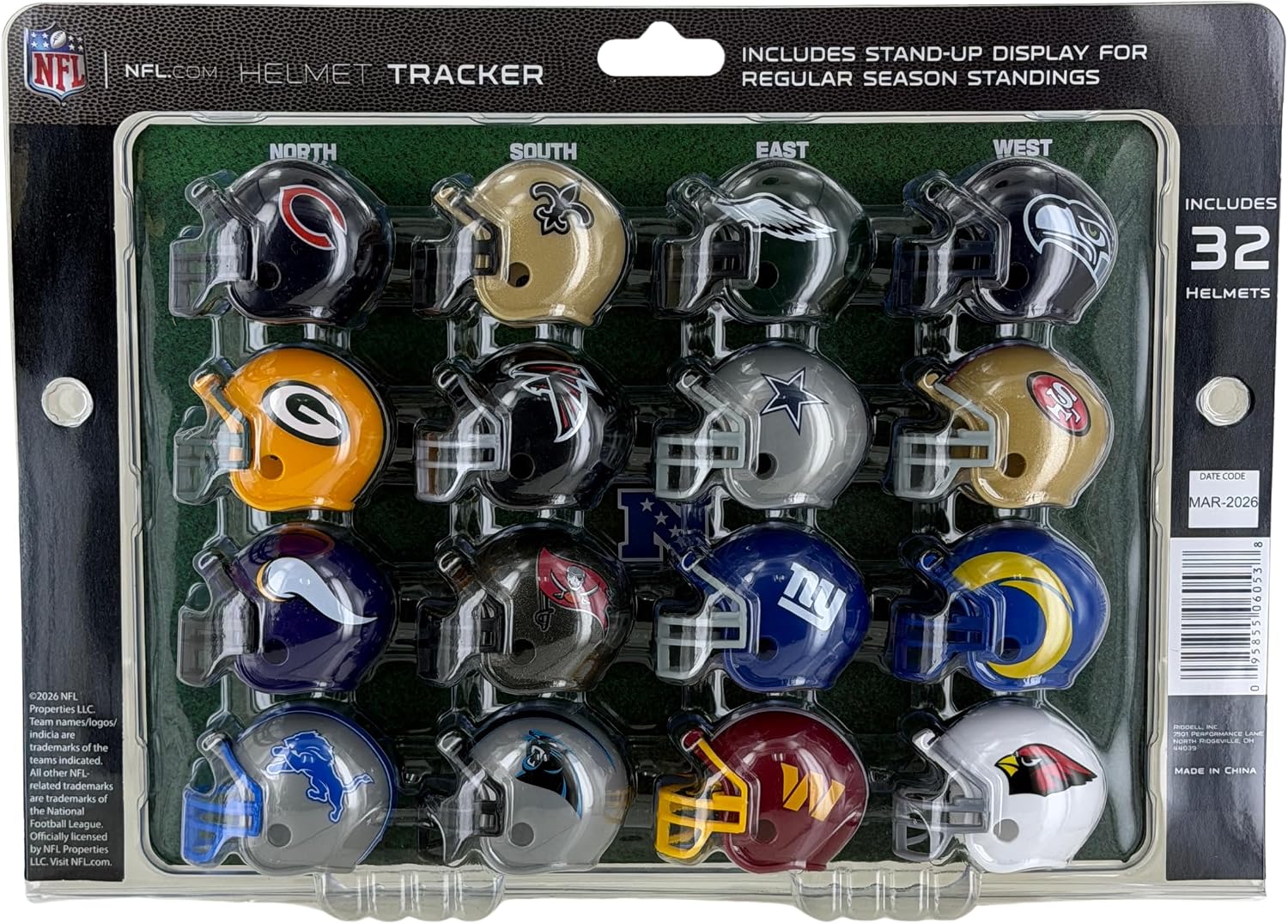 Set De Mini Cascos Riddell Tracker 2026 NFL 32 Equipos
