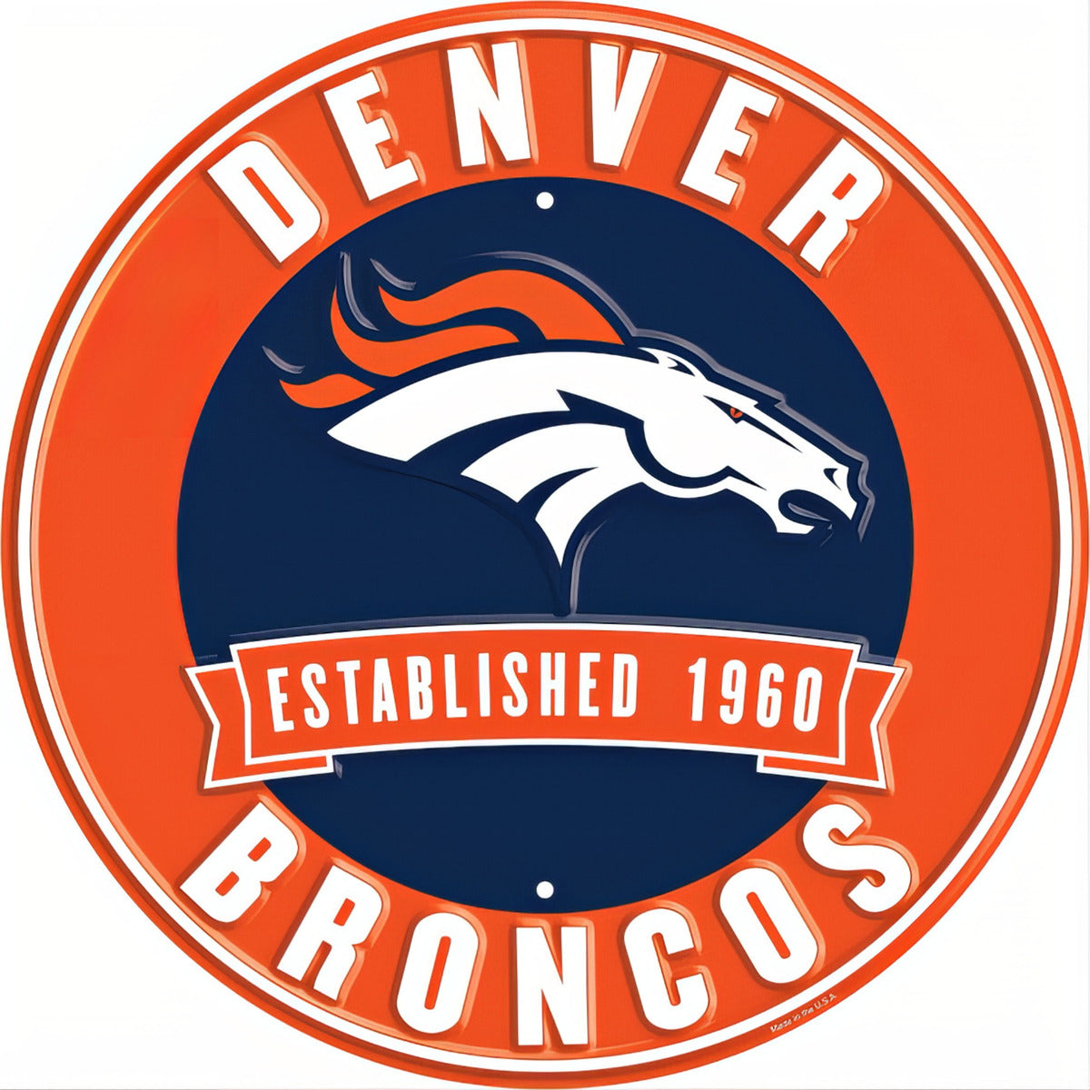 Letrero Nfl Metálico Circular Fecha Est. Denver Broncos