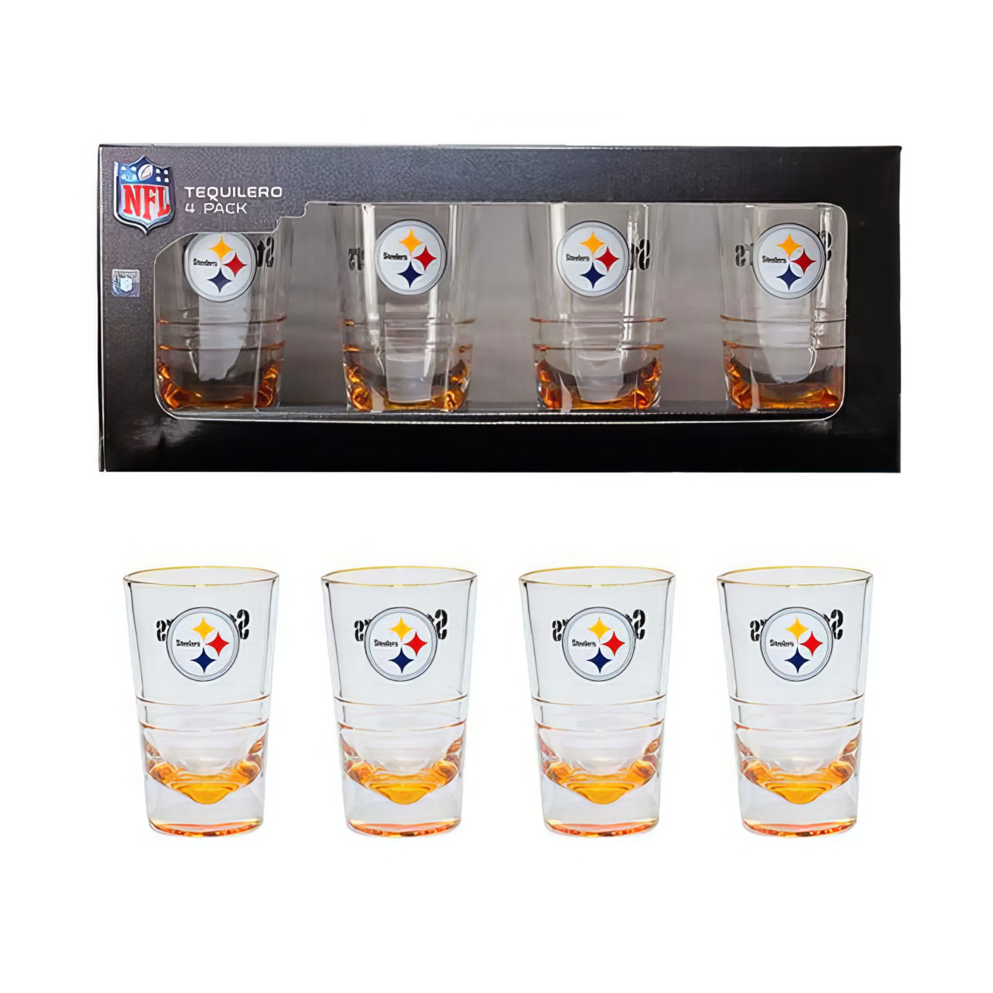 Tequilero Set de 4 Piezas Nfl Oficial 24 Pittsburgh Steelers - NERIAS DEPORTES