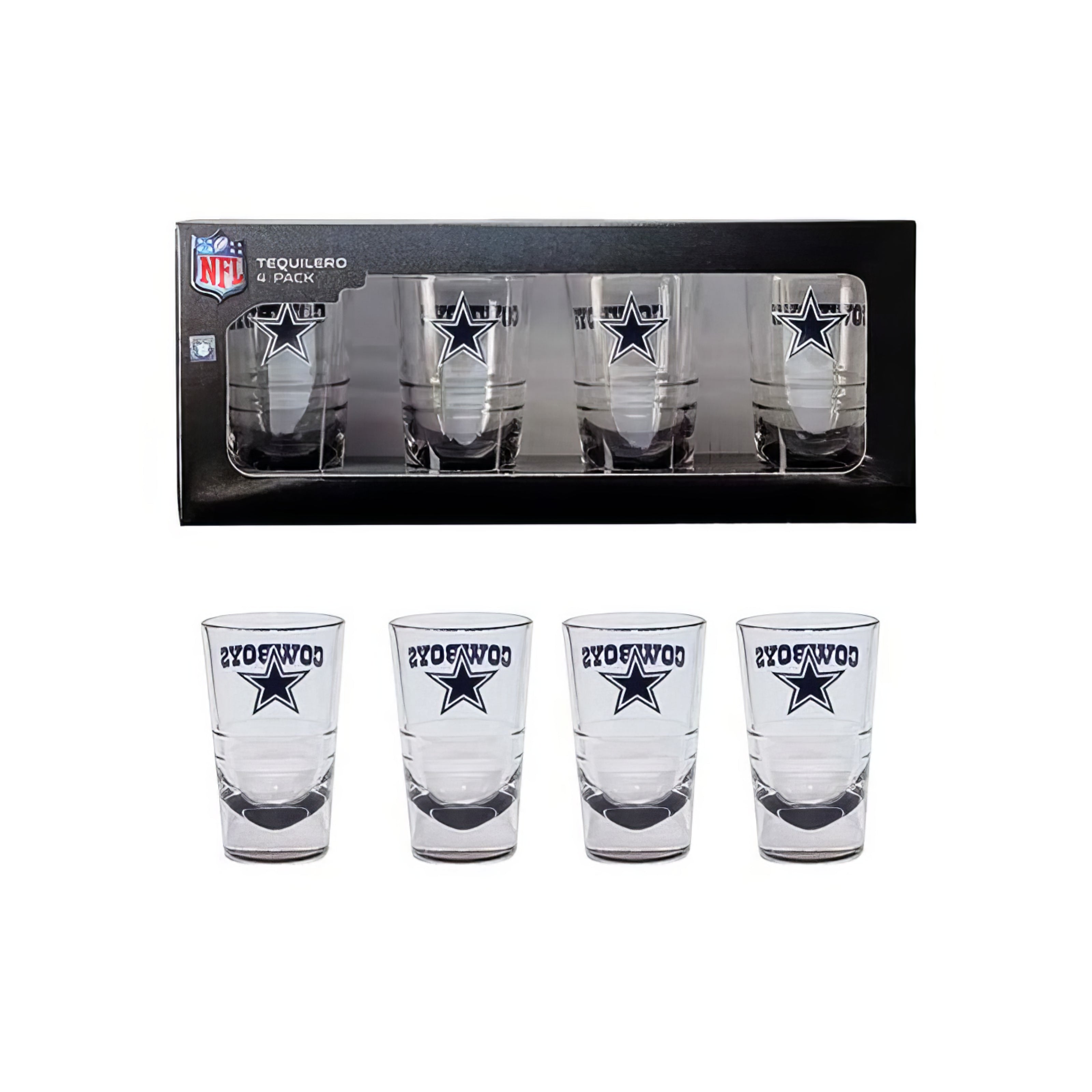 Tequilero Set de 4 Piezas Nfl Oficial 24 Dallas Cowboys