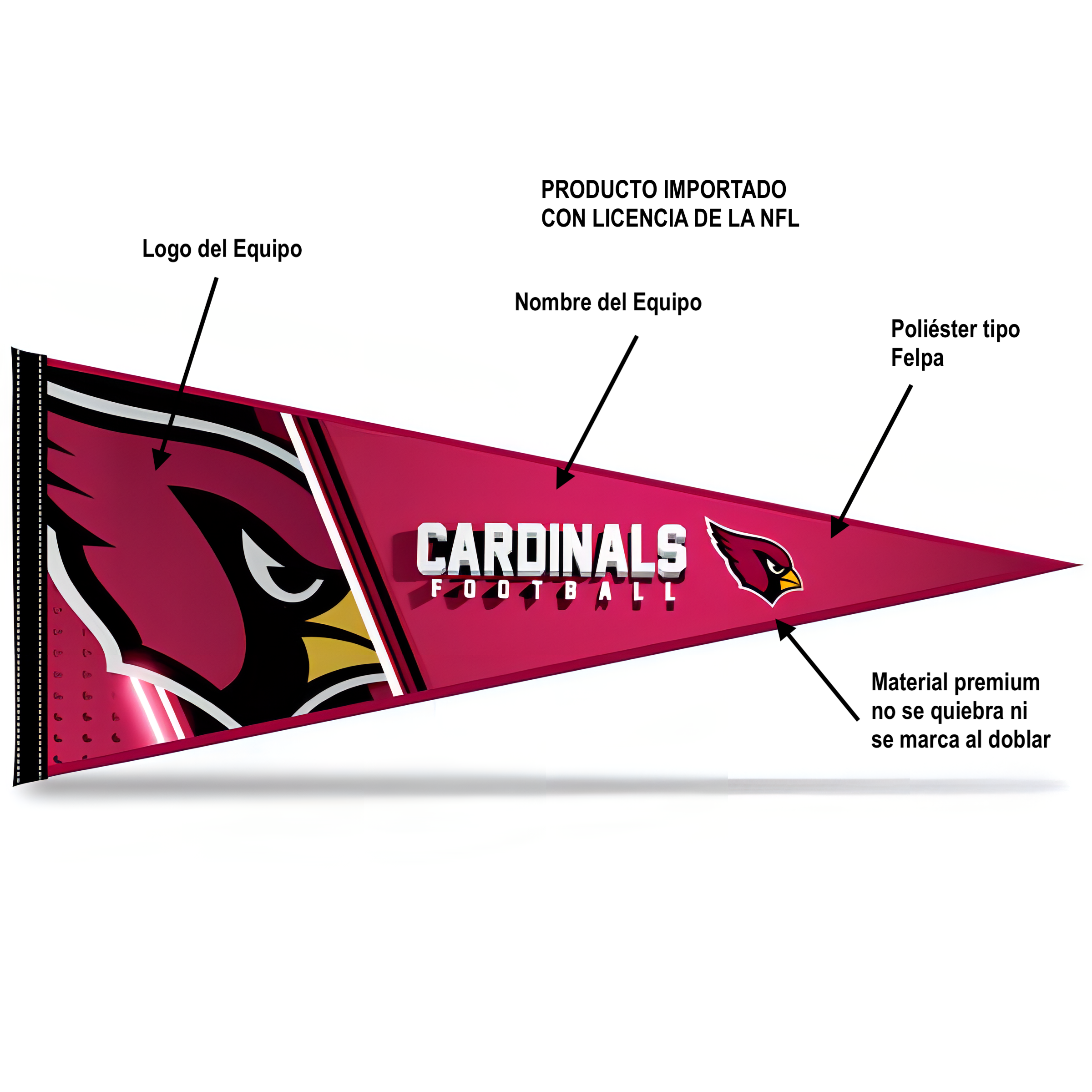 Banderín Decorativo Premium Pennant NFL Cardinals