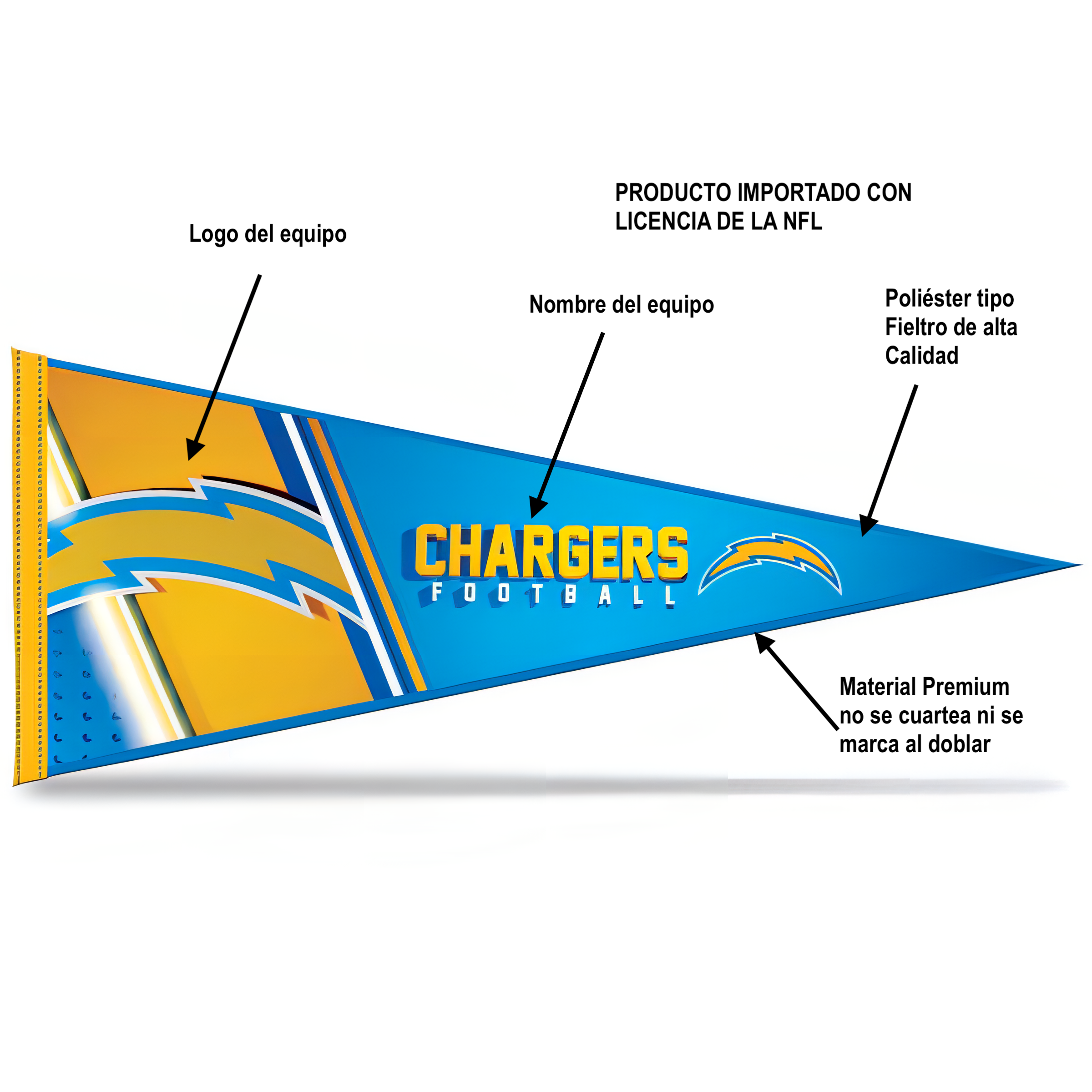 Banderín Decorativo Premium Pennant NFL Chargers