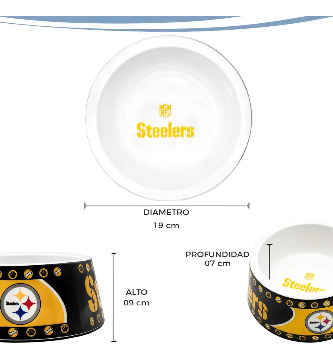 Plato Para Mascota NFL 26 Melamina Pittsburgh Steelers