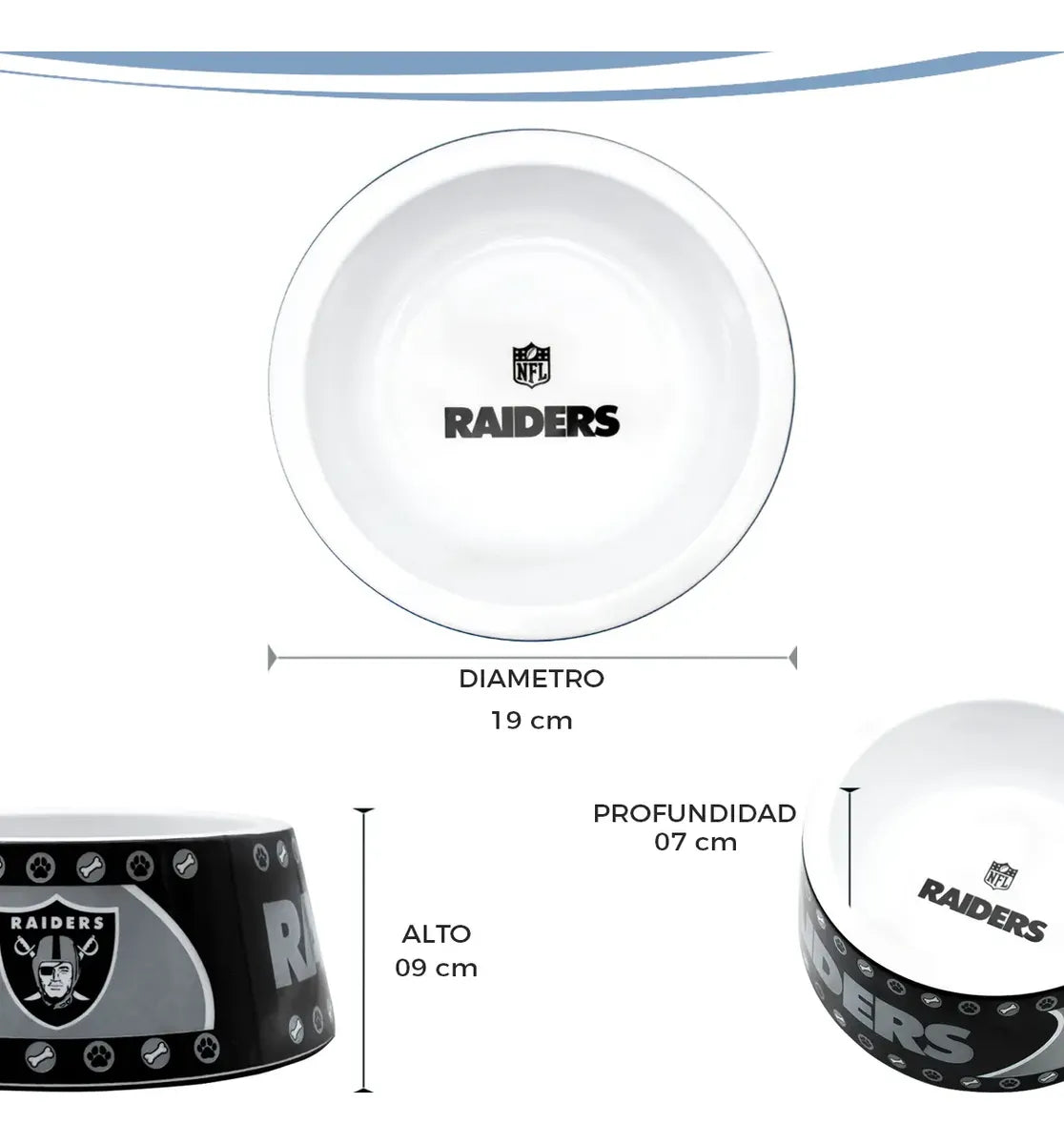 Plato Para Mascota NFL 26 Melamina Las Vegas Raiders