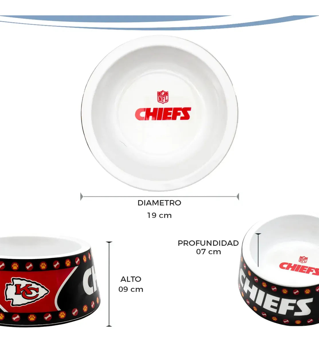 Plato Para Mascota NFL 26 Melamina Kansas City Chiefs