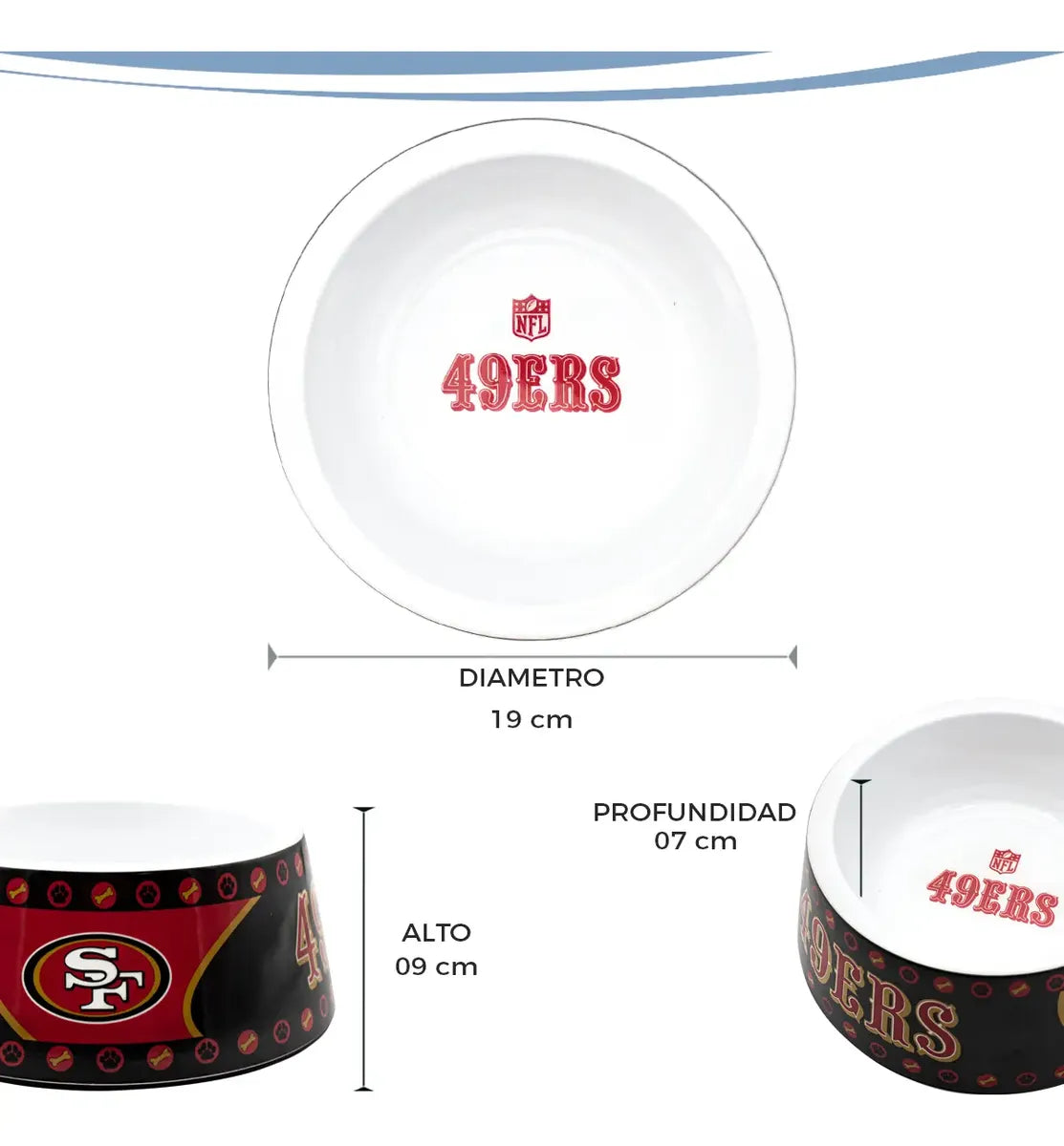 Plato Para Mascota NFL 26 Melamina San Francisco 49ers
