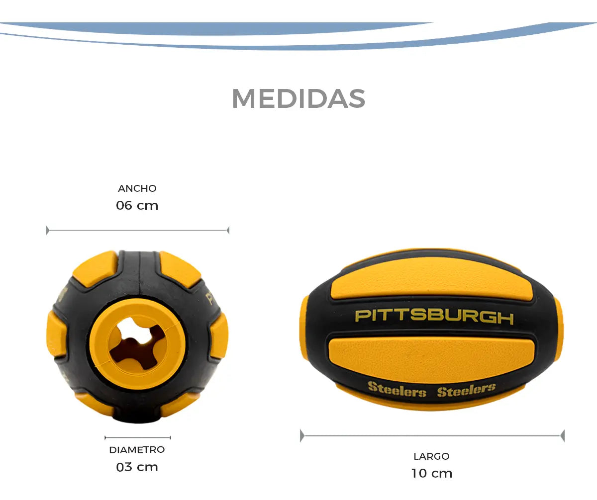 Juguete Mascota NFL 26 Pelota Dispensadora Rugby Pittsburgh Steelers