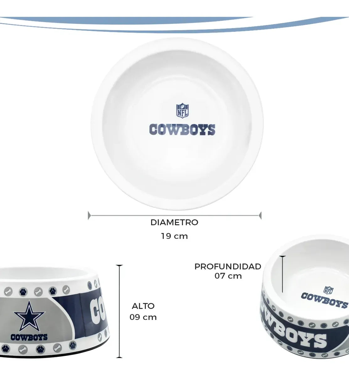 Plato Para Mascota NFL 26 Melamina Dallas Cowboys