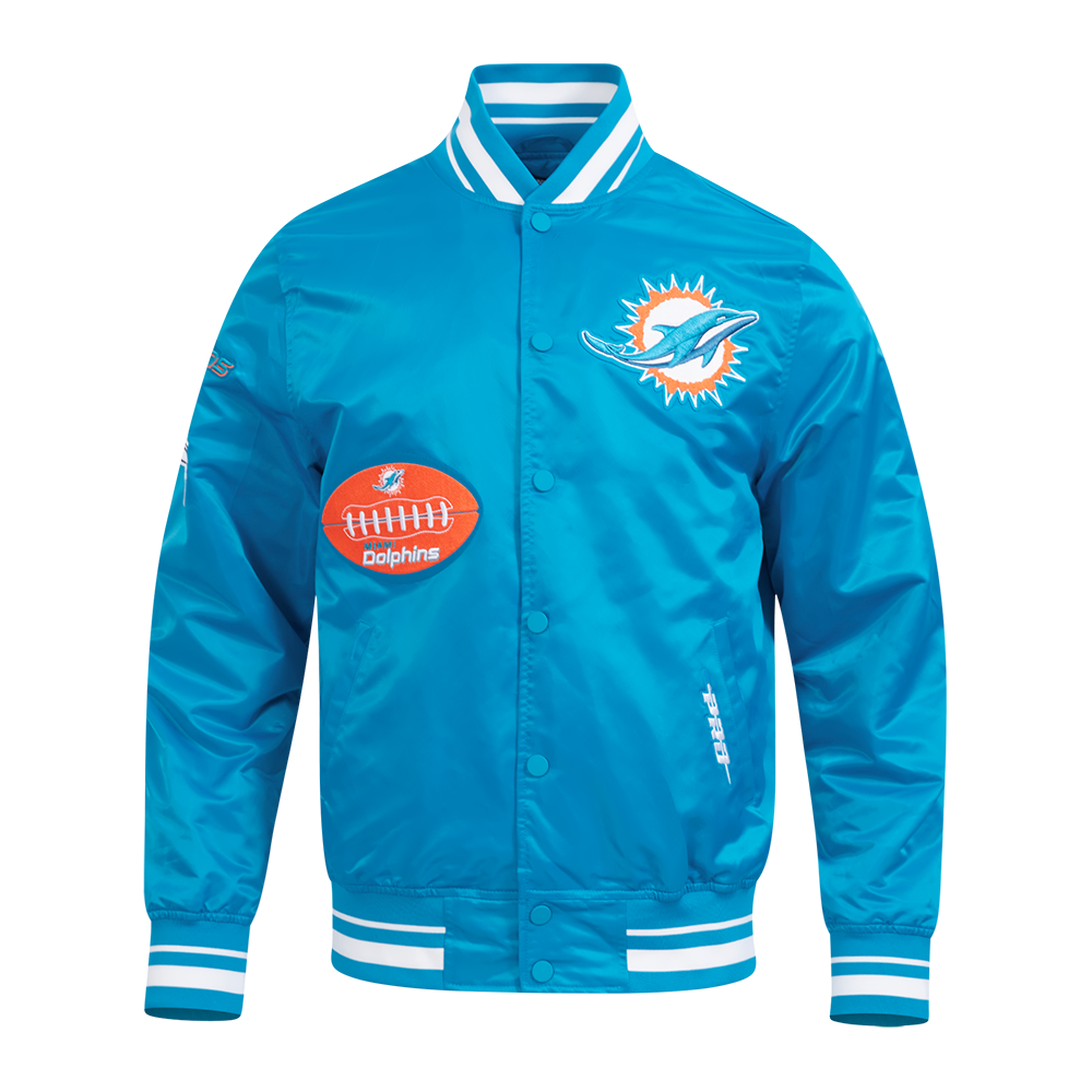 Chamarra Pro Standard Satín Old English Miami Dolphins