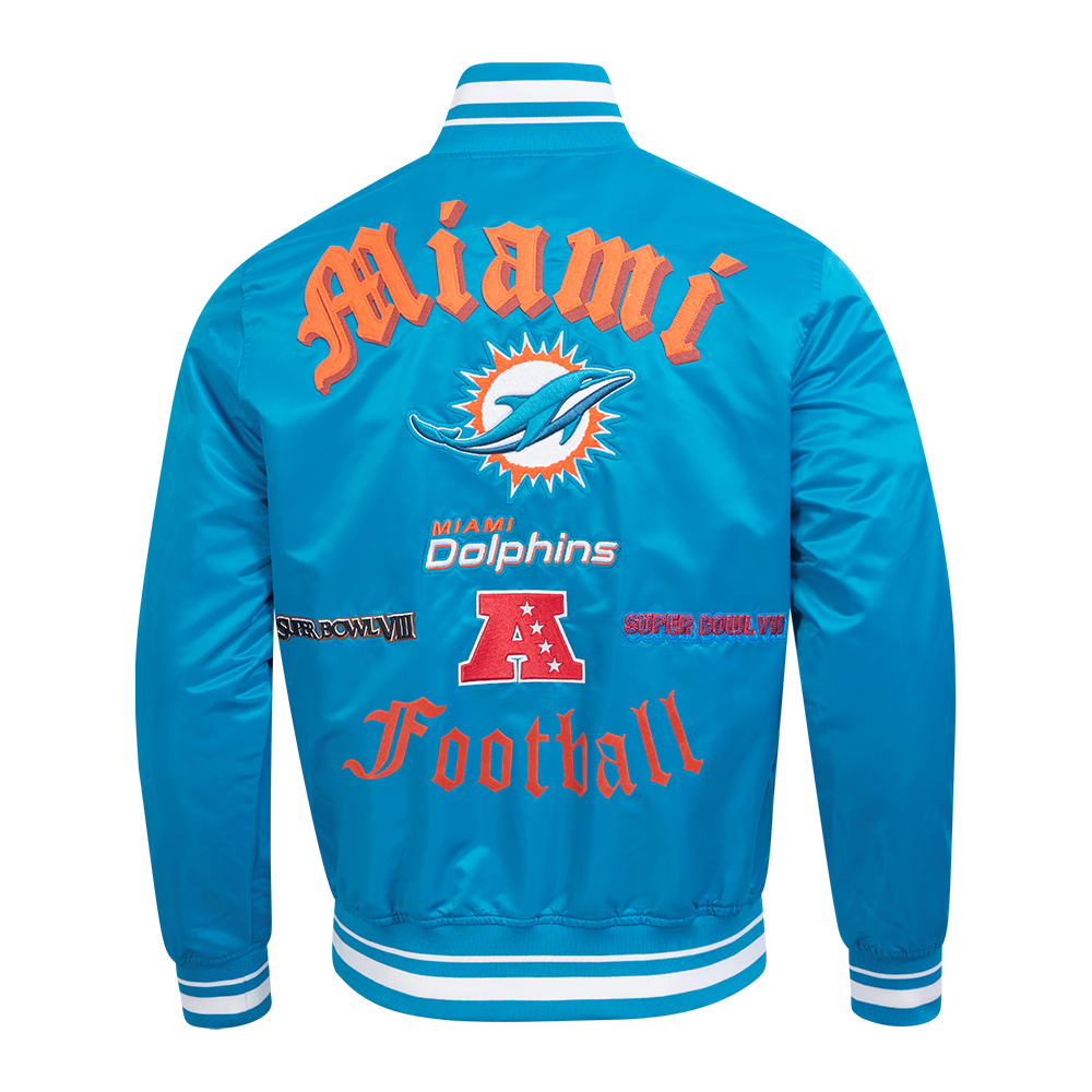 Chamarra Pro Standard Satín Old English Miami Dolphins