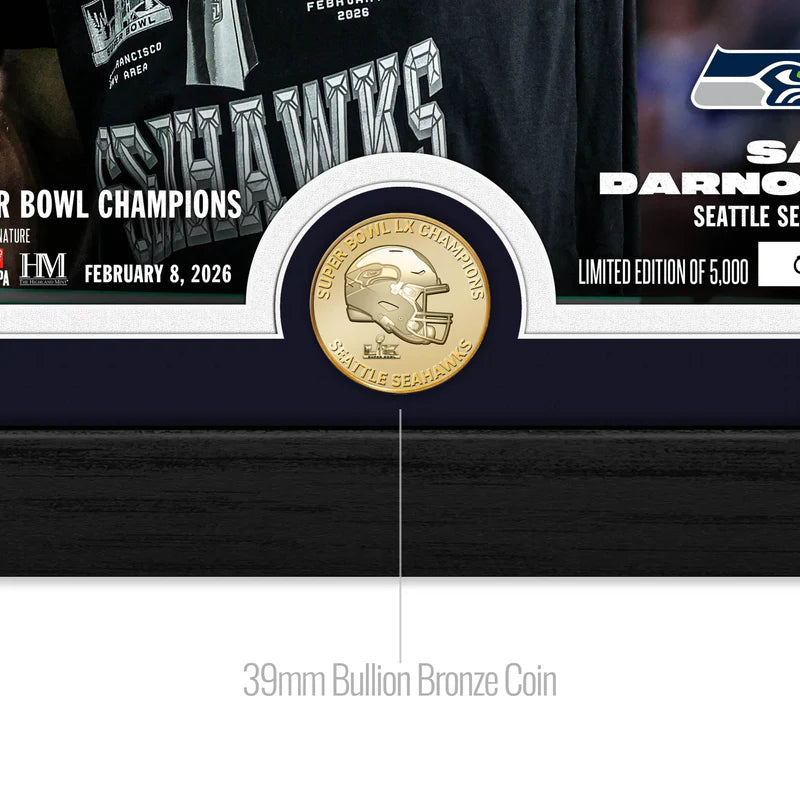 Cuadro HM SB60 Seahawks Darnold Lombardi Bronce