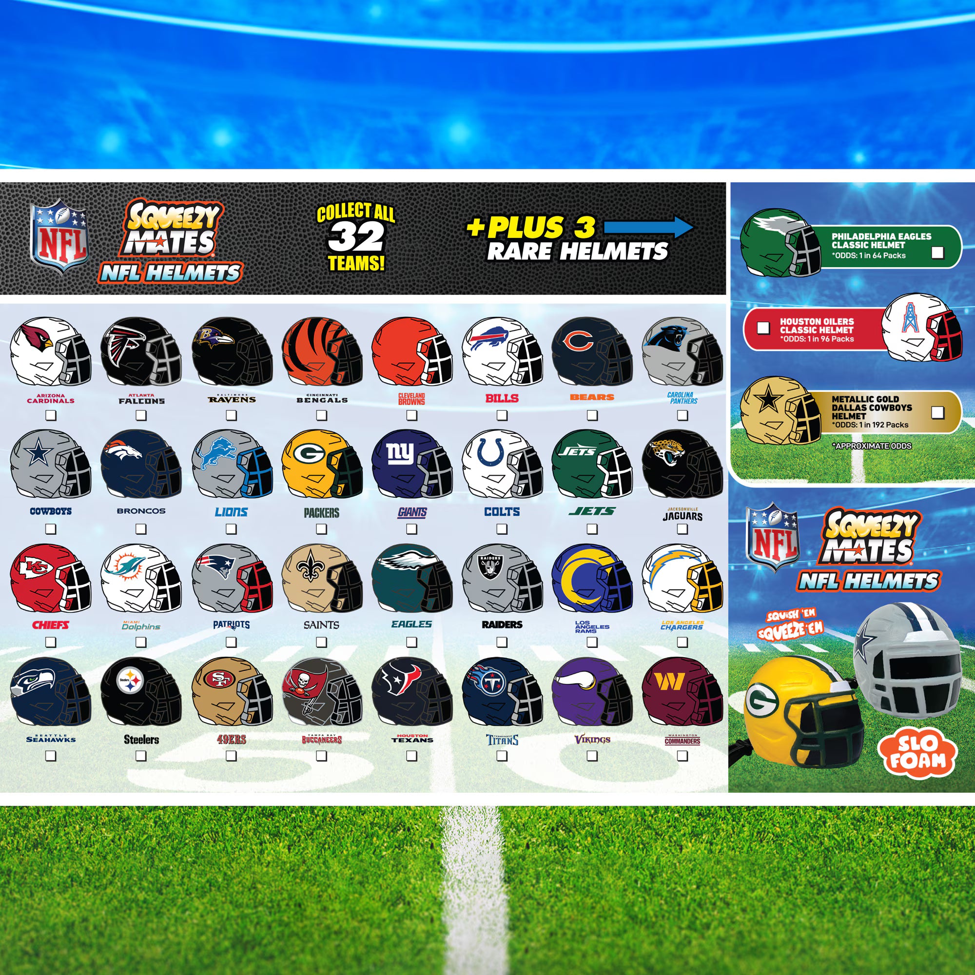 Sobre Squeezy Mates Figura Casco Sorpresa NFL 2026 Series 1