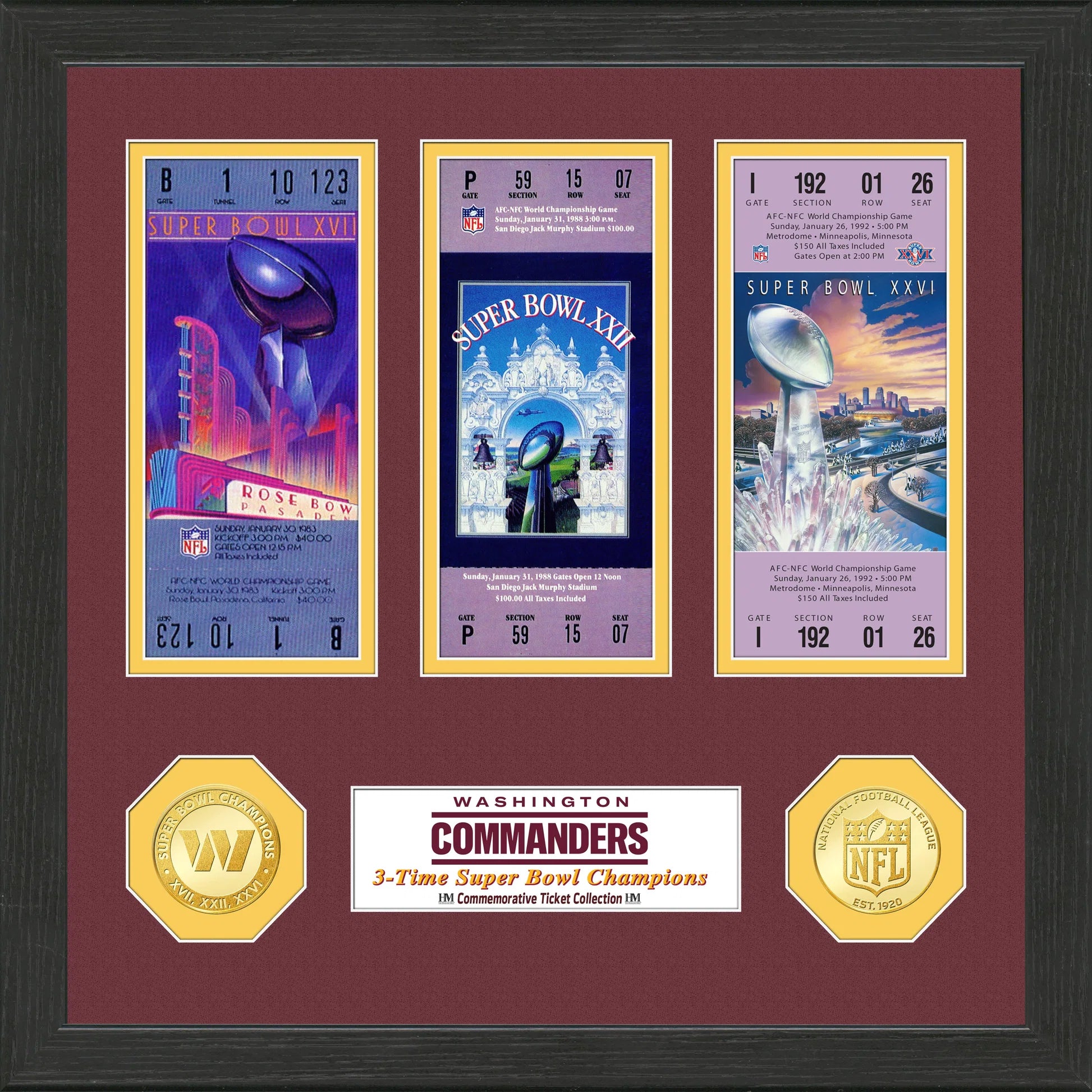 Cuadro Super Bowl Tickets 3x Commanders Bronce
