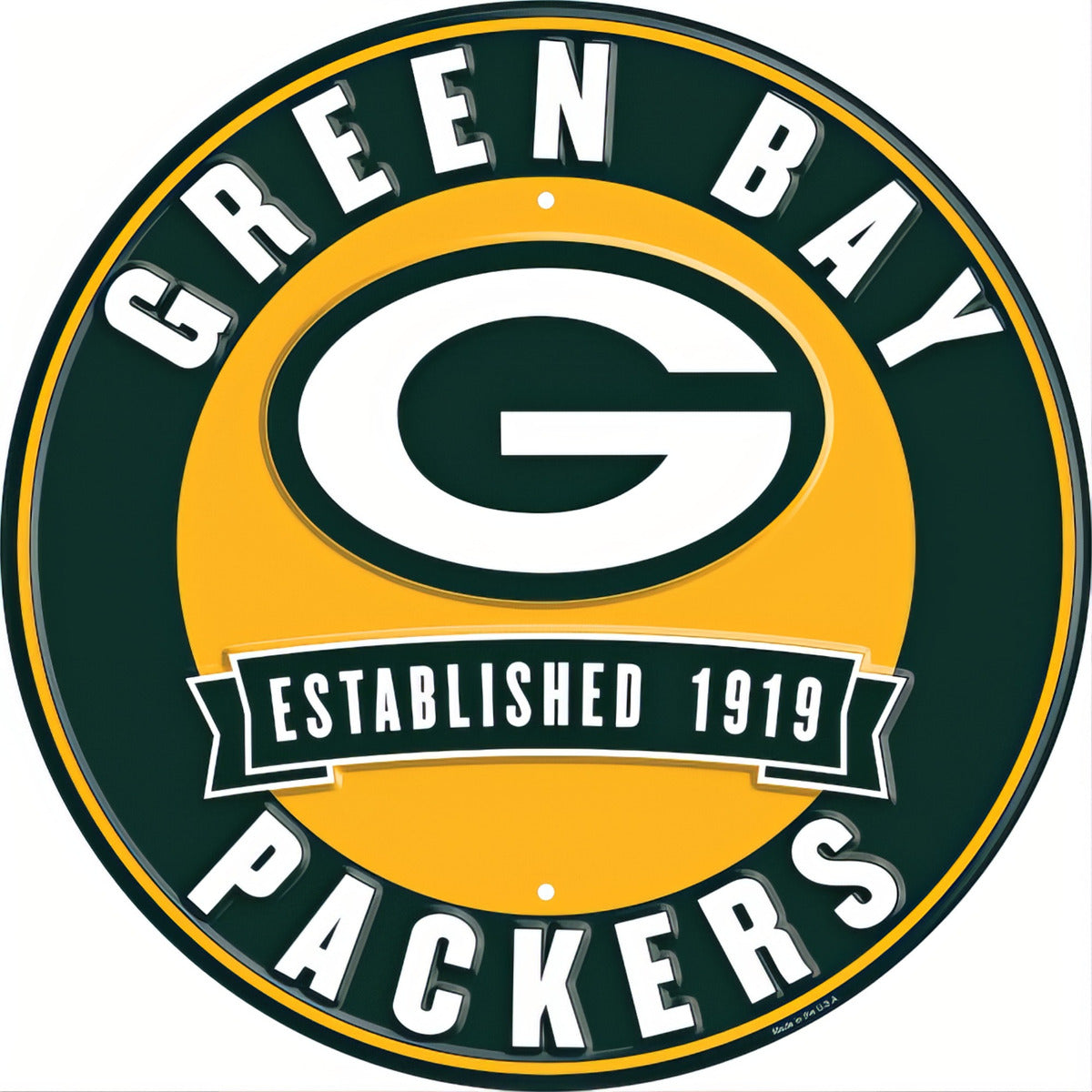 Letrero Nfl Metálico Circular Fecha Est. Green Bay Packers