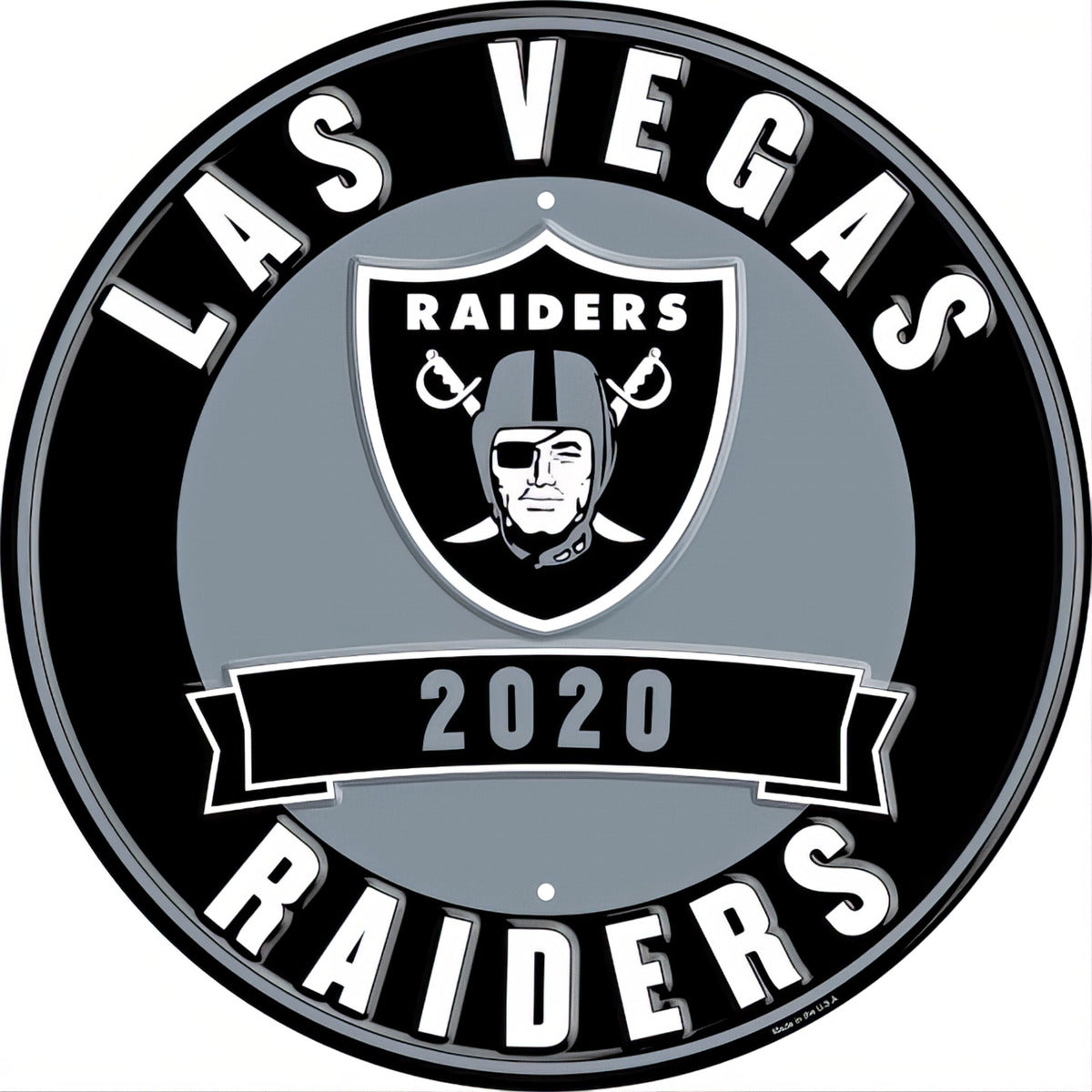 Letrero Nfl Metálico Circular Fecha Est. Las Vegas Raiders